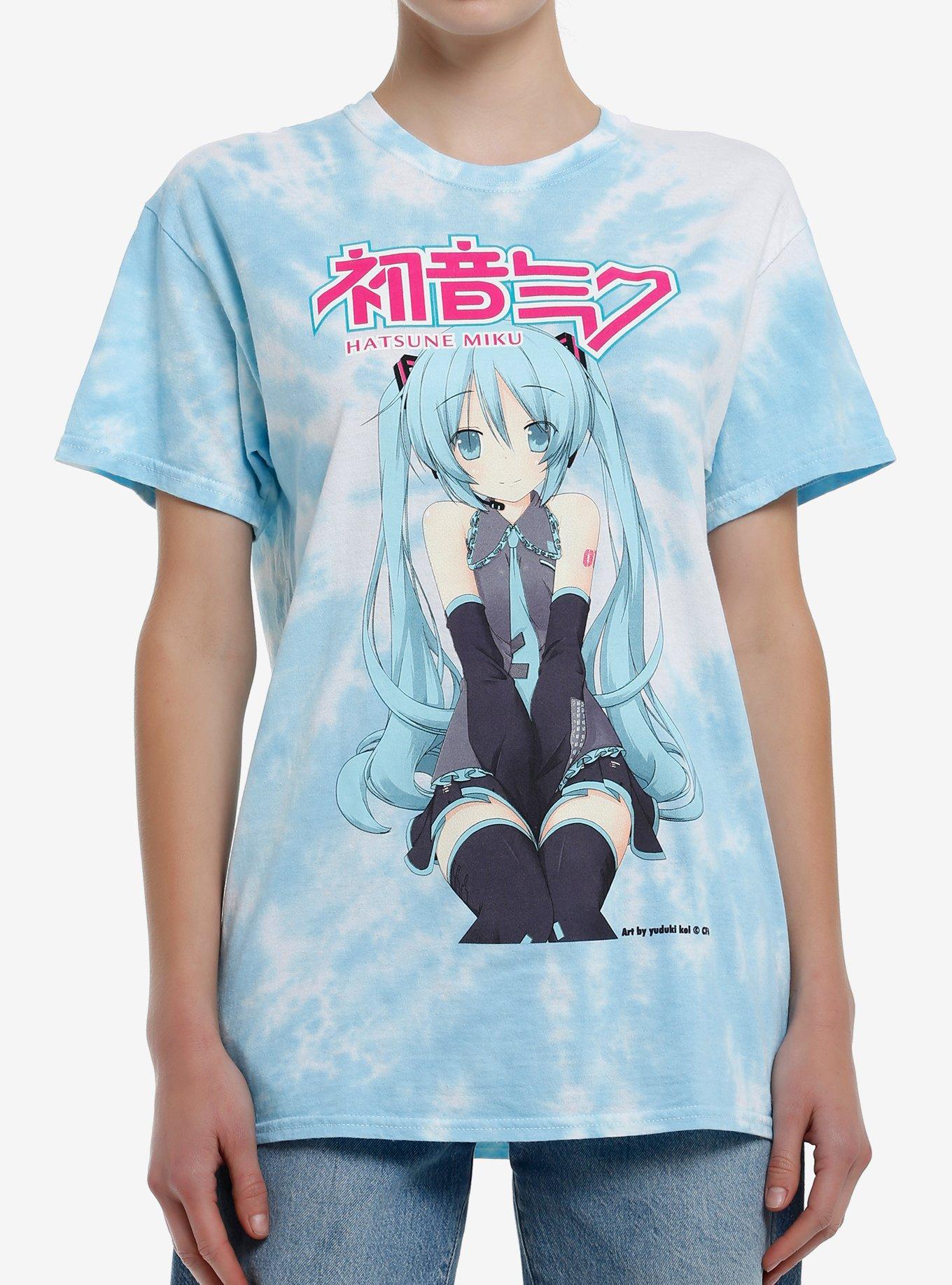 Hatsune Miku Blue Tie-Dye Boyfriend Fit Girls T-Shirt, , hi-res