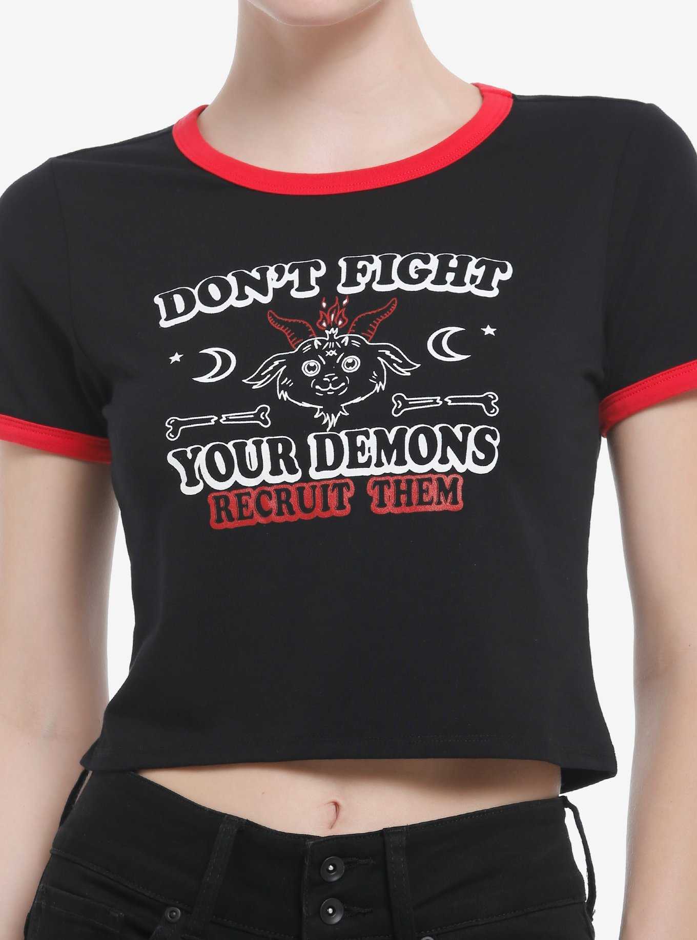 Don't Fight Your Demons Ringer Girls Baby T-Shirt, , hi-res