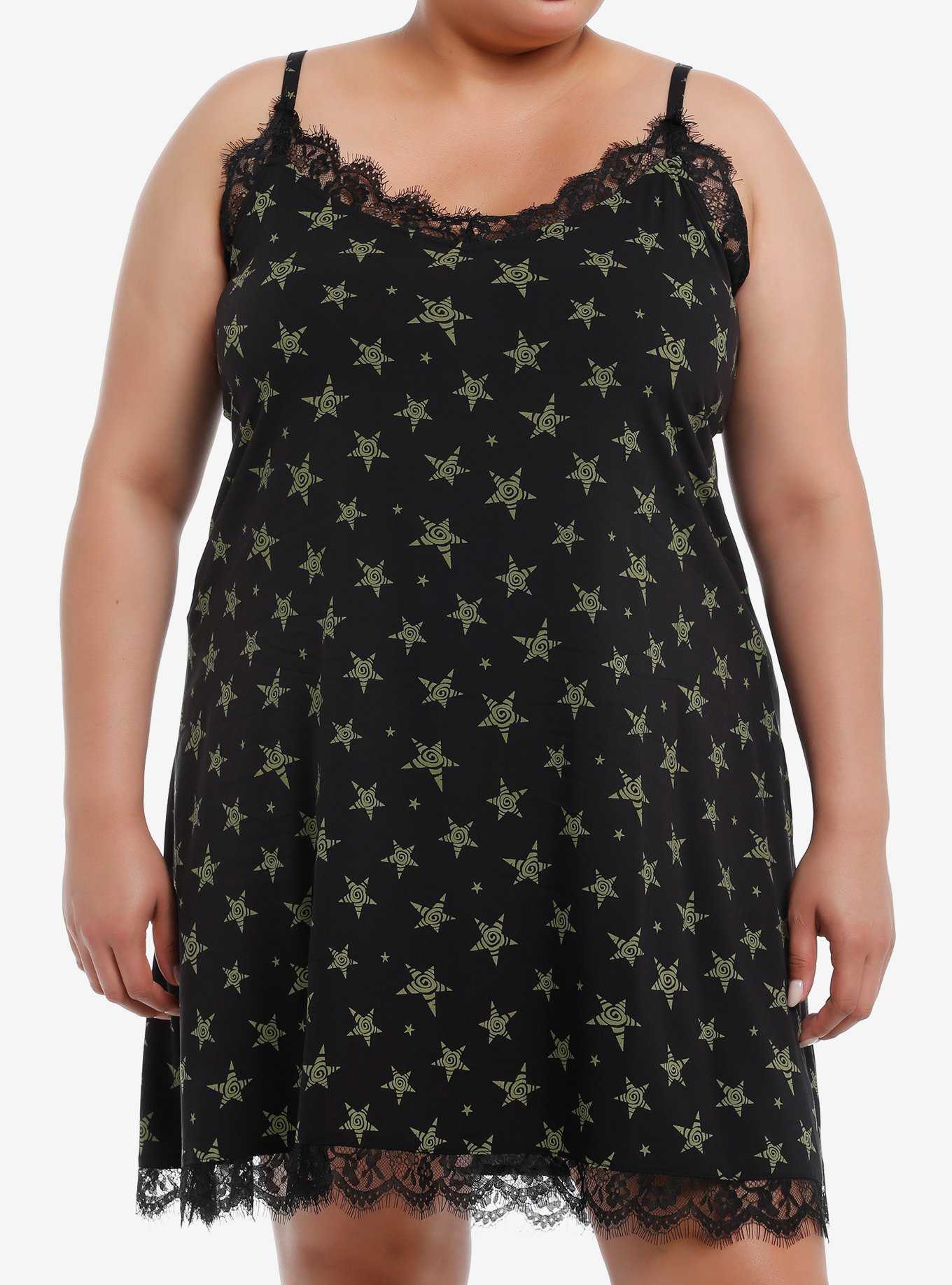 Social Collision Swirl Star Lace Slip Dress Plus Size, , hi-res