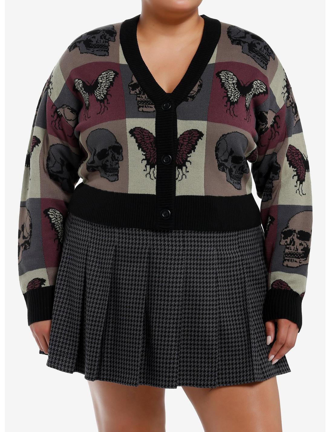 Social Collision Skull Butterfly Color-Block Girls Crop Cardigan Plus Size | Hot Topic Social Collision Skull Butterfly Color-Block Girls Crop Cardigan Plus Size | Hot Topic