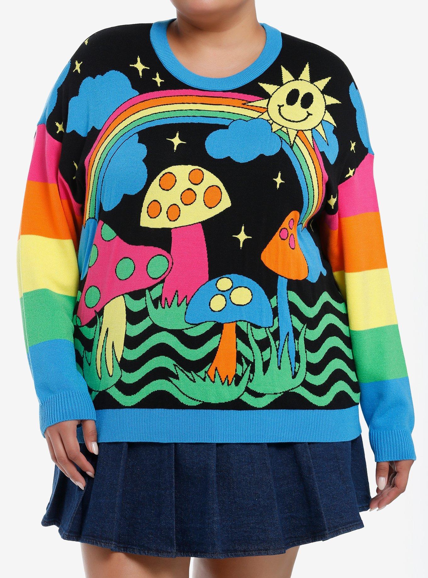 Plus size rainbow sweater-Hot fashion Topic