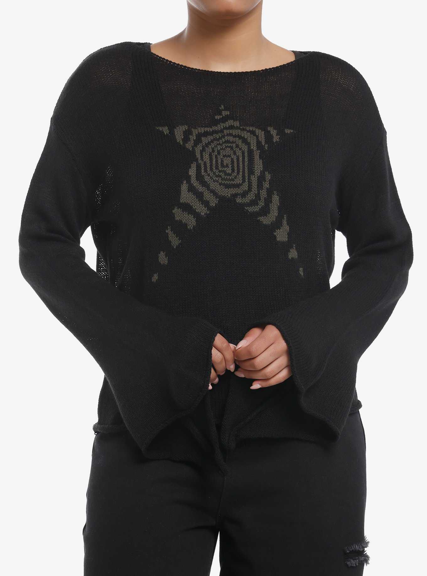 Social Collision Spiral Star Girls Bell Sleeve Sweater, , hi-res