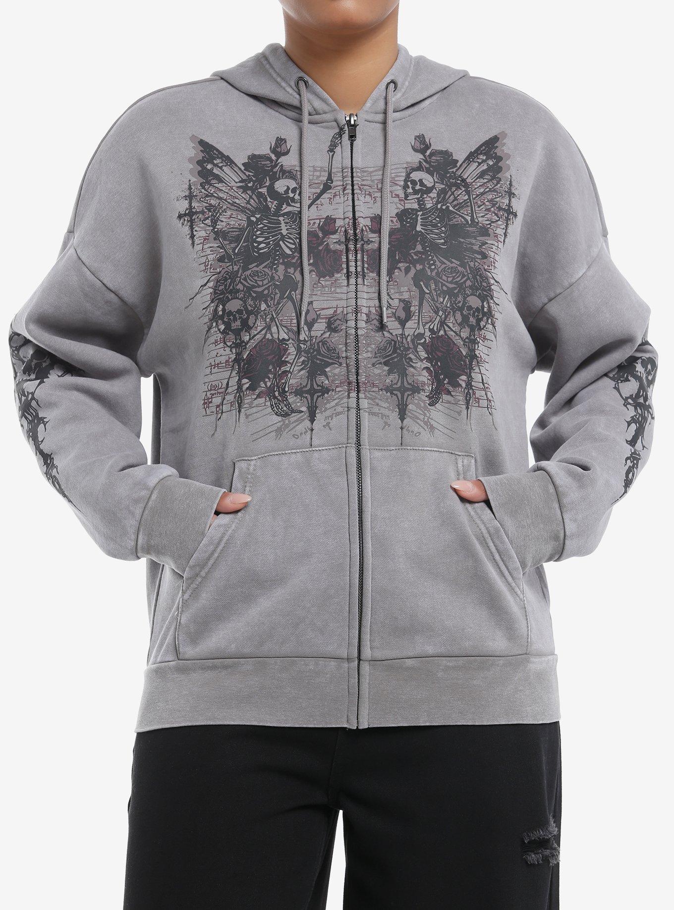 Social Collision Skeleton Wings Girls Hoodie, BLACK, hi-res