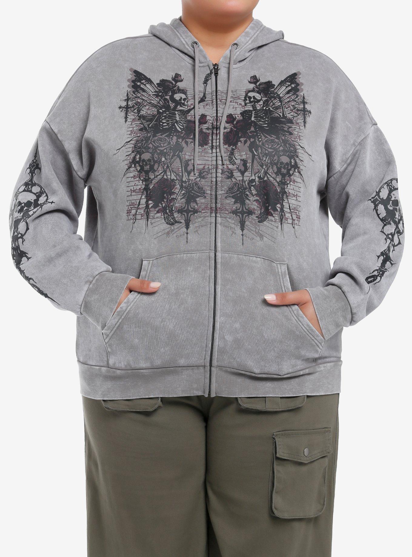 Social Collision Skeleton Wings Girls Hoodie Plus Size, , hi-res