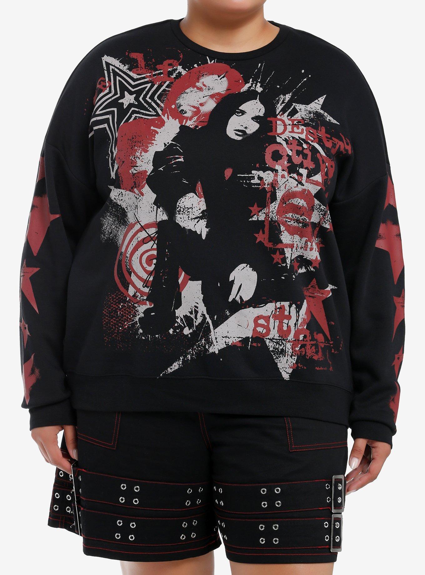 Social Collision Punk Star Girls Sweatshirt Plus Size, , hi-res