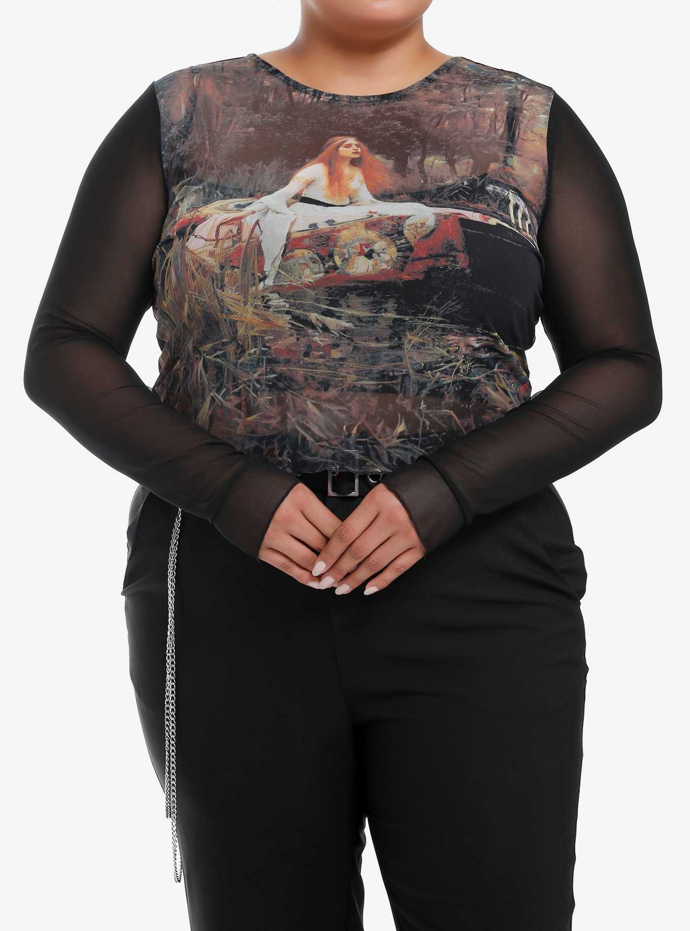 The Lady Of Shalott Mesh Twofer Long-Sleeve Top Plus Size, , hi-res