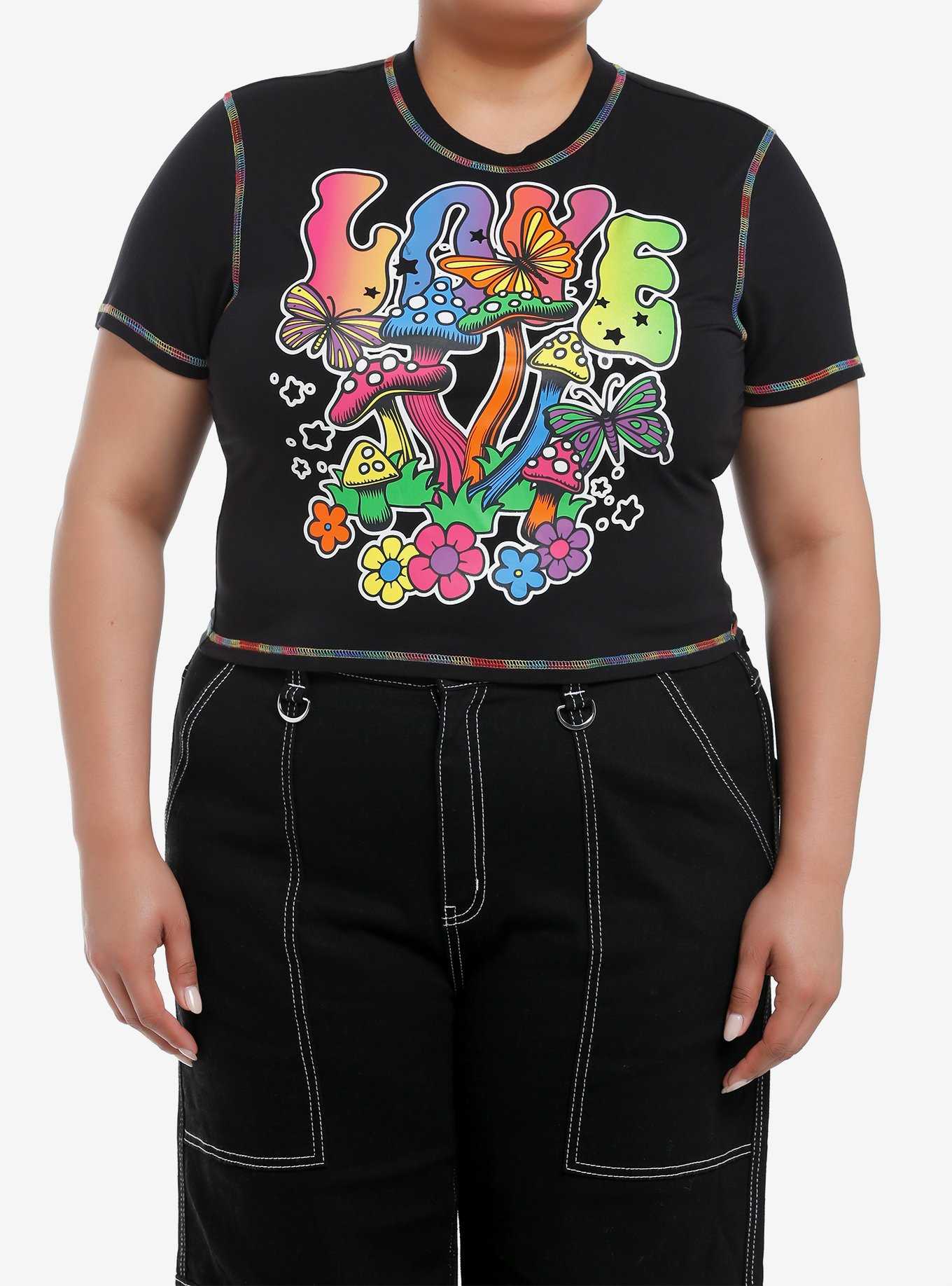 Social Collision Rainbow Mushroom Stitch Baby T-Shirt Plus Size, , hi-res