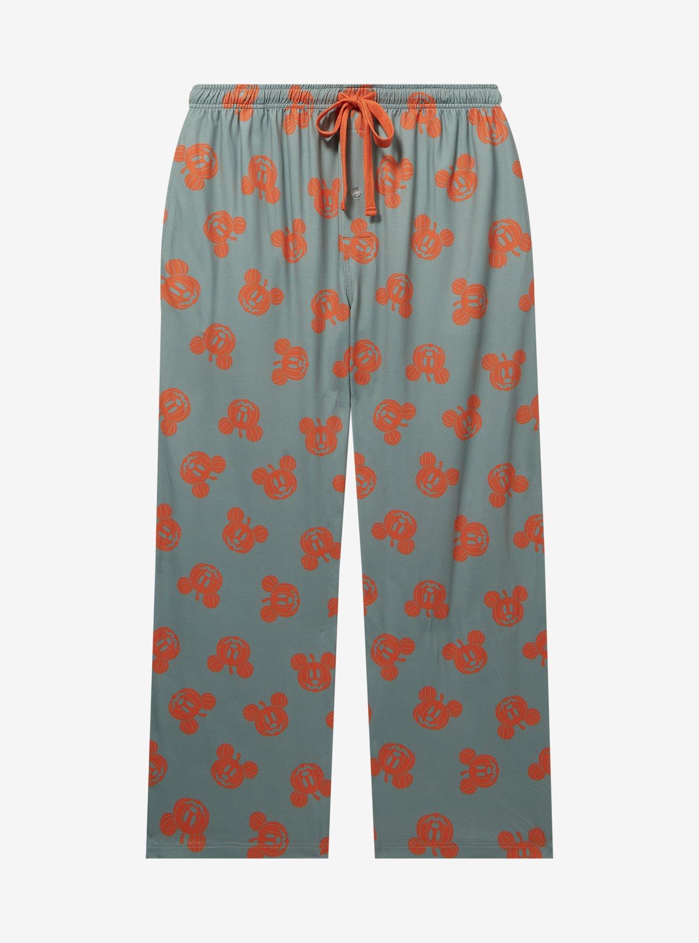 Disney Mickey Mouse Pumpkin Allover Print Women's Plus Size Sleep Pants — BoxLunch Exclusive, GREEN, hi-res