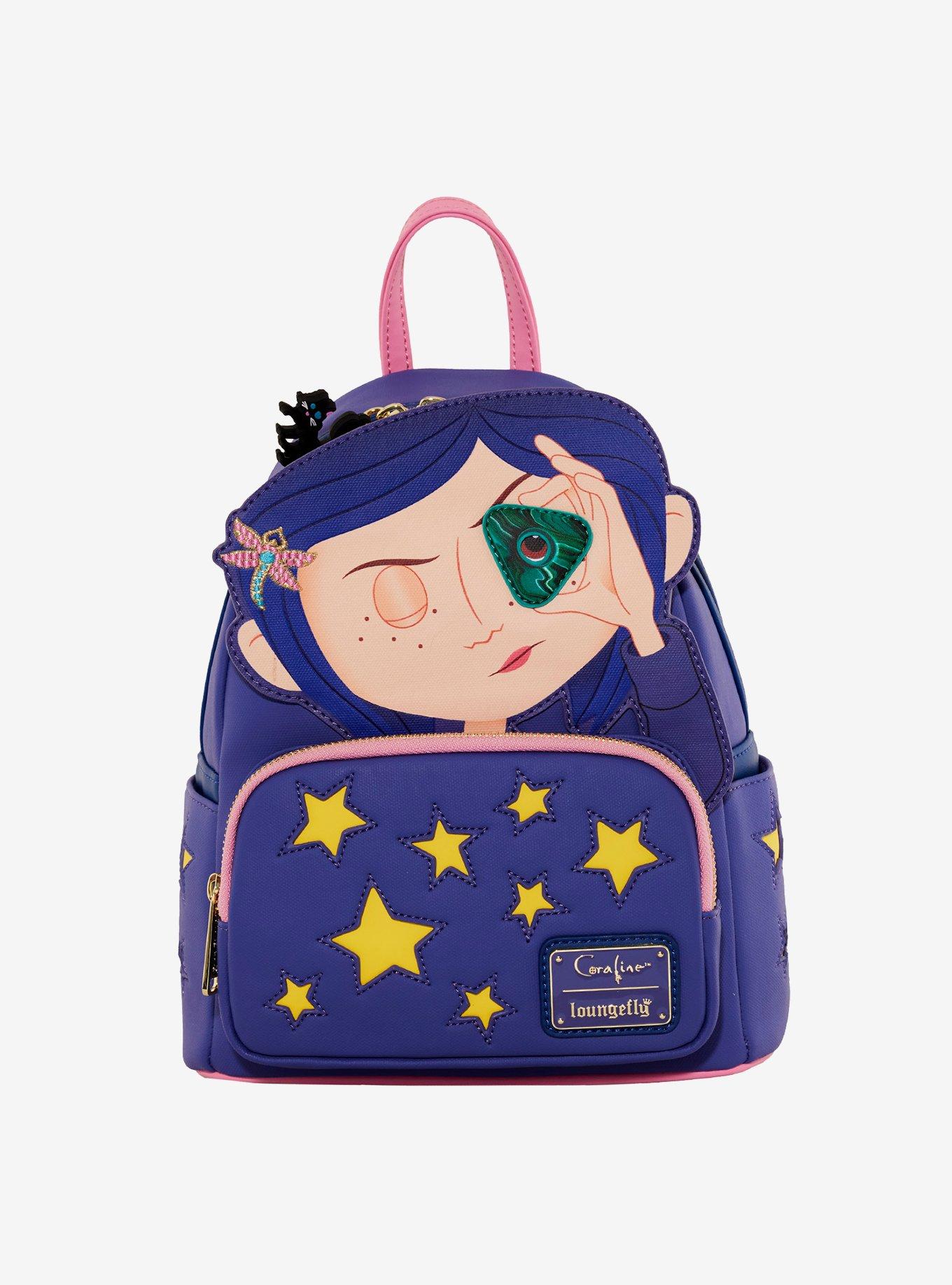 Loungefly Coraline on sale GITD Pink Palace House Mini Backpack and Wallet