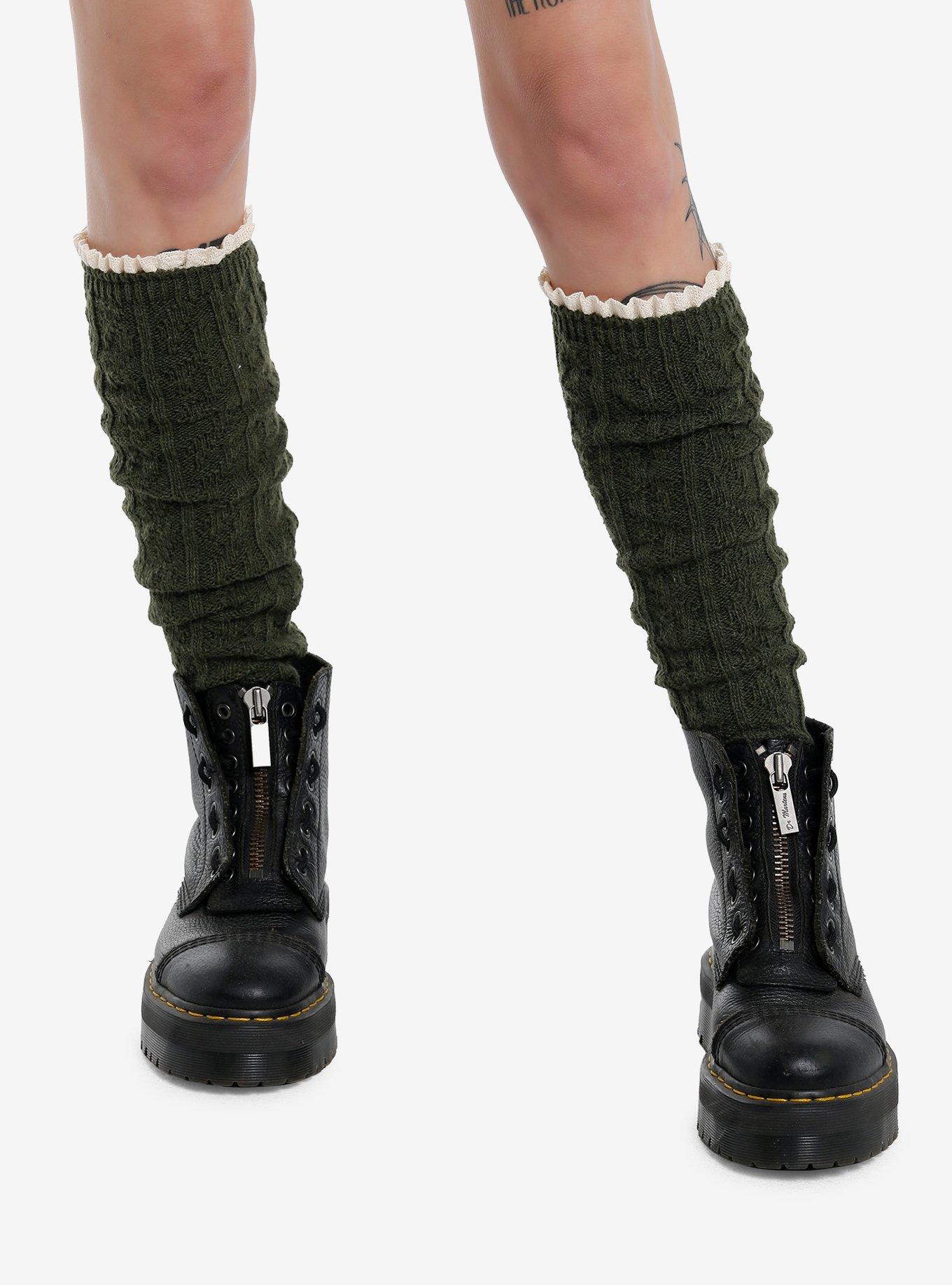 Olive & Cream Slouchy Knee-High Socks, , hi-res