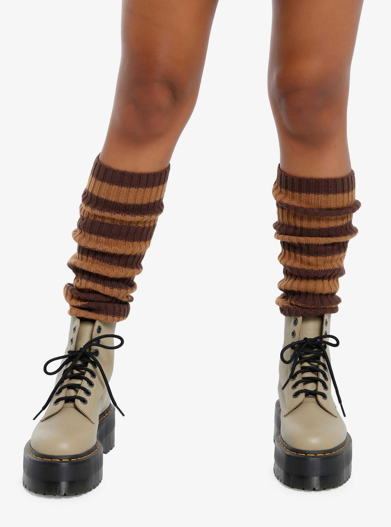 Brown Stripe Slouch Knee-High Socks, , hi-res