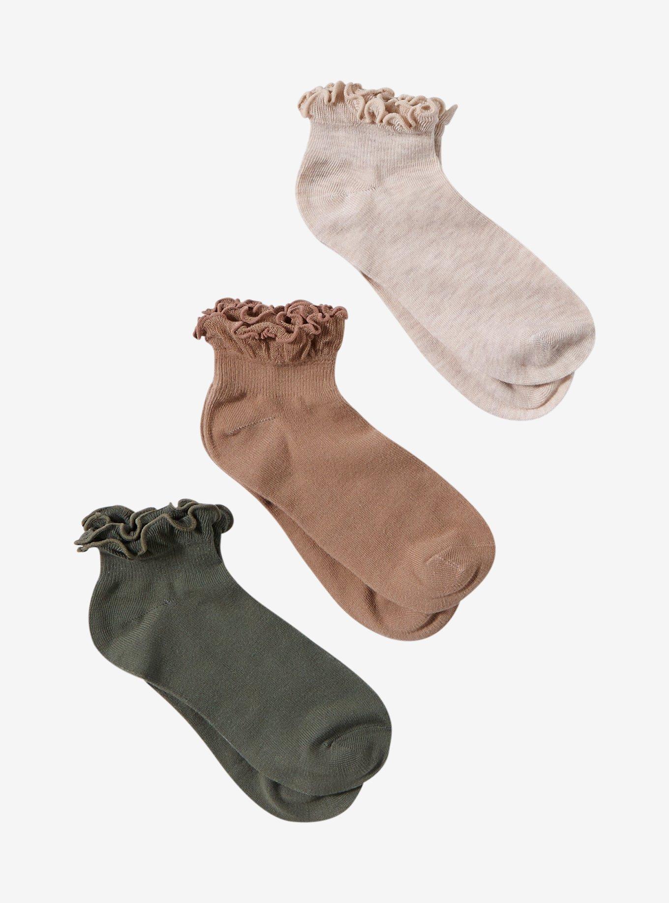 Neutral Lettice Trim Ankle Socks 3 Pack, , hi-res