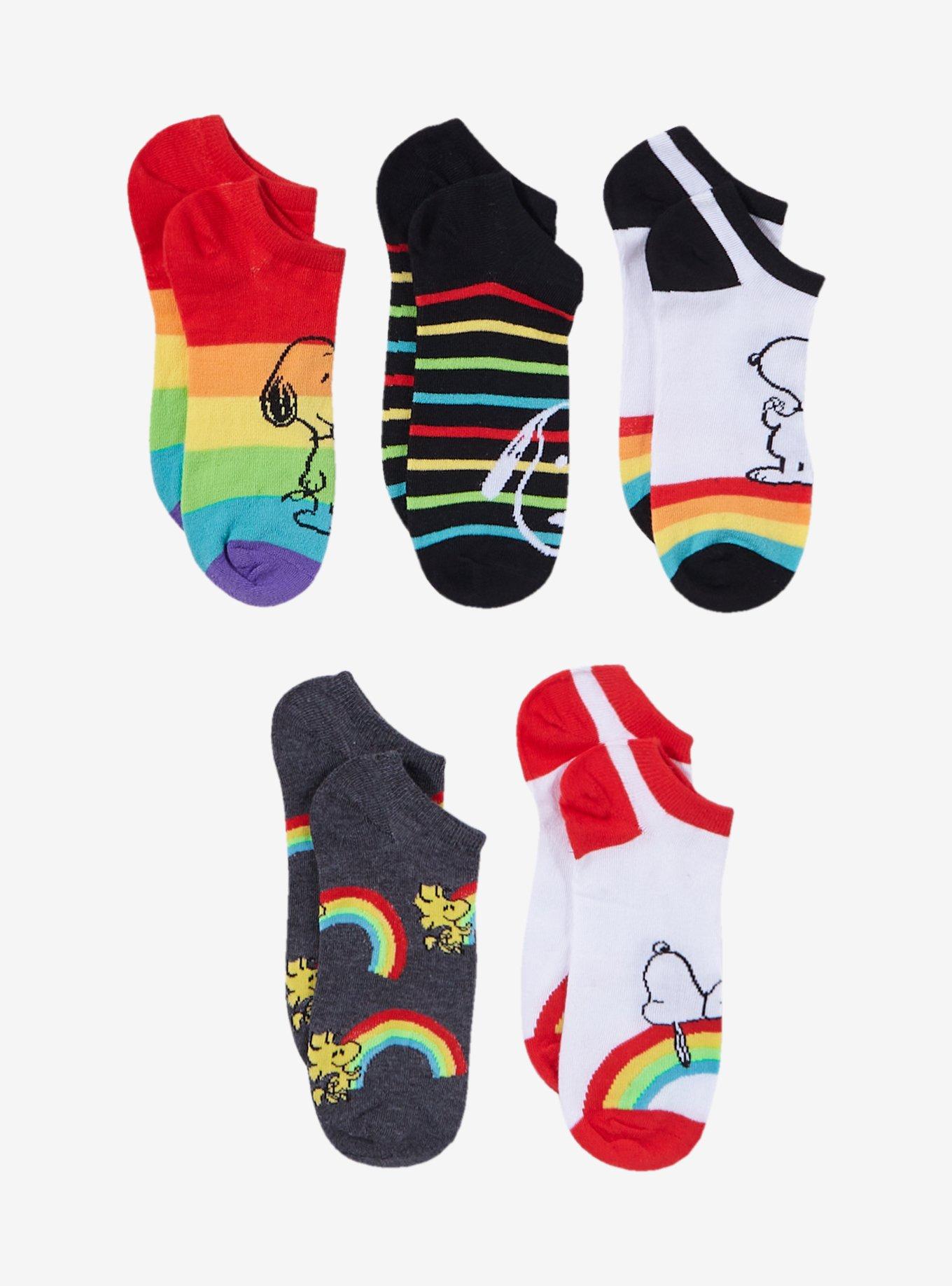 Peanuts Snoopy Rainbow No-Show Socks 5 Pair, , hi-res