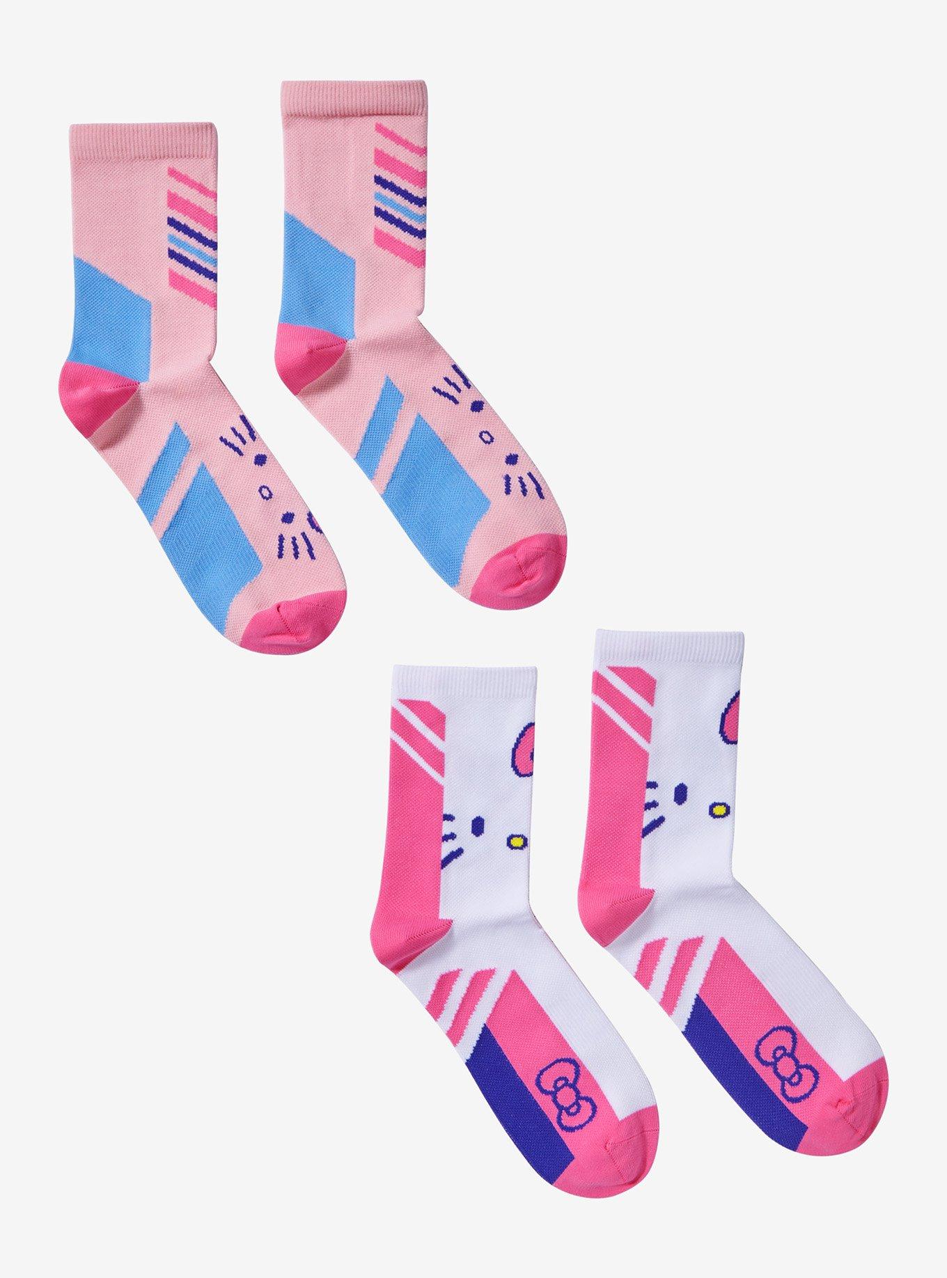 Hello Kitty Race Stripe Crew Socks 2 Pair, , hi-res