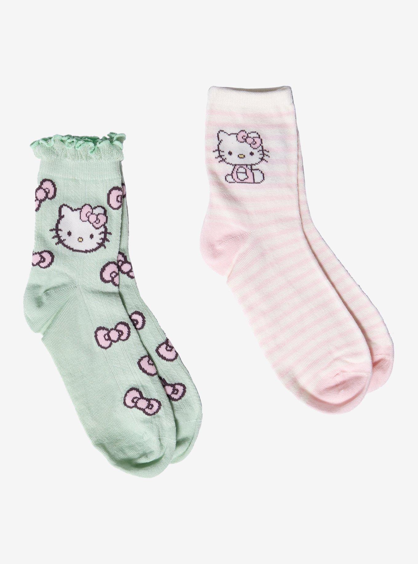 Hello Kitty Bow & Stripe Crew Socks 2 Pair