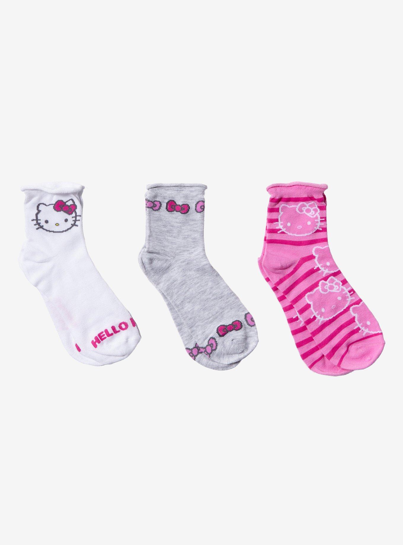 Hello Kitty Bow & Stripe Ankle Socks 3 Pair, , hi-res