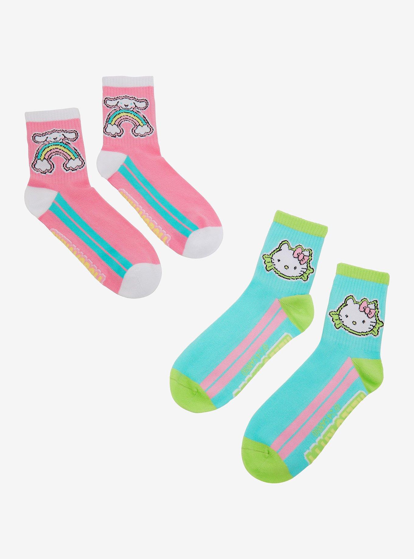 Hello Kitty Cinnamoroll Bright Crew Socks 2 Pair, , hi-res