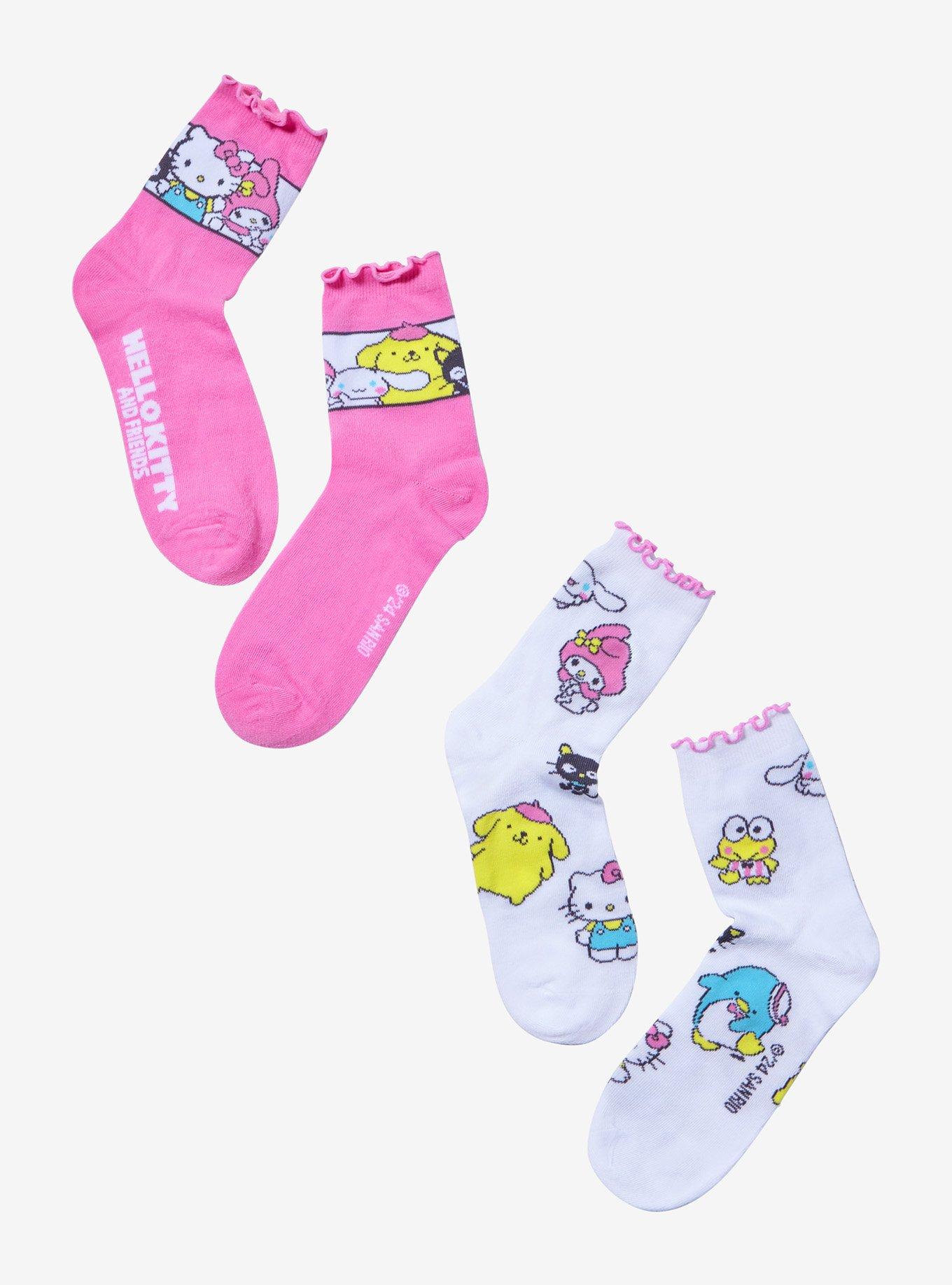 Hello Kitty And Friends Lettuce Trim Crew Socks 2 Pair, , hi-res