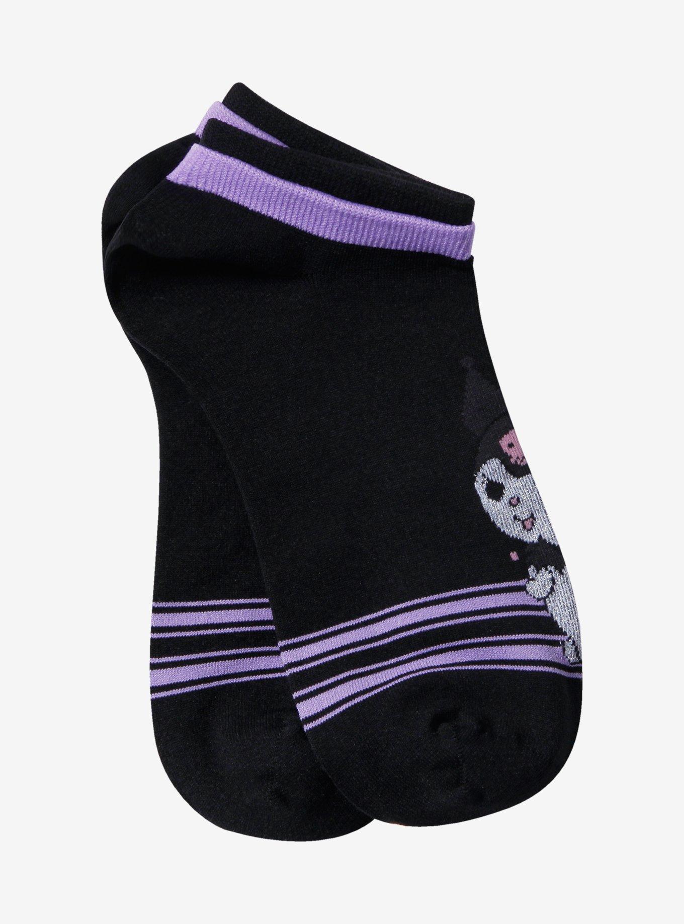 Kuromi Purple Stripe No-Show Socks, , hi-res