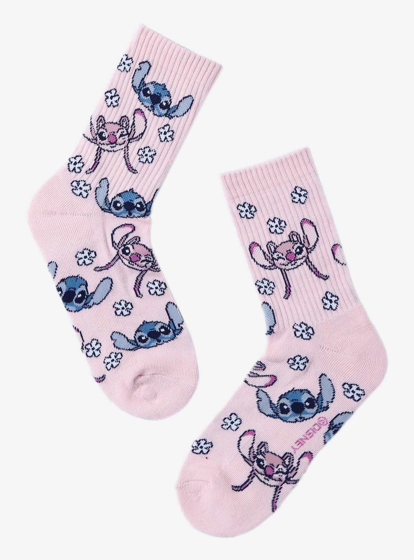 Disney Stitch & Angel Flowers Crew Socks, , hi-res