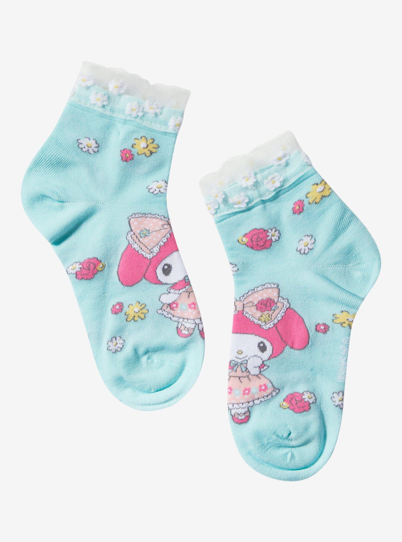 My Melody Floral Mesh Ankle Socks, , hi-res