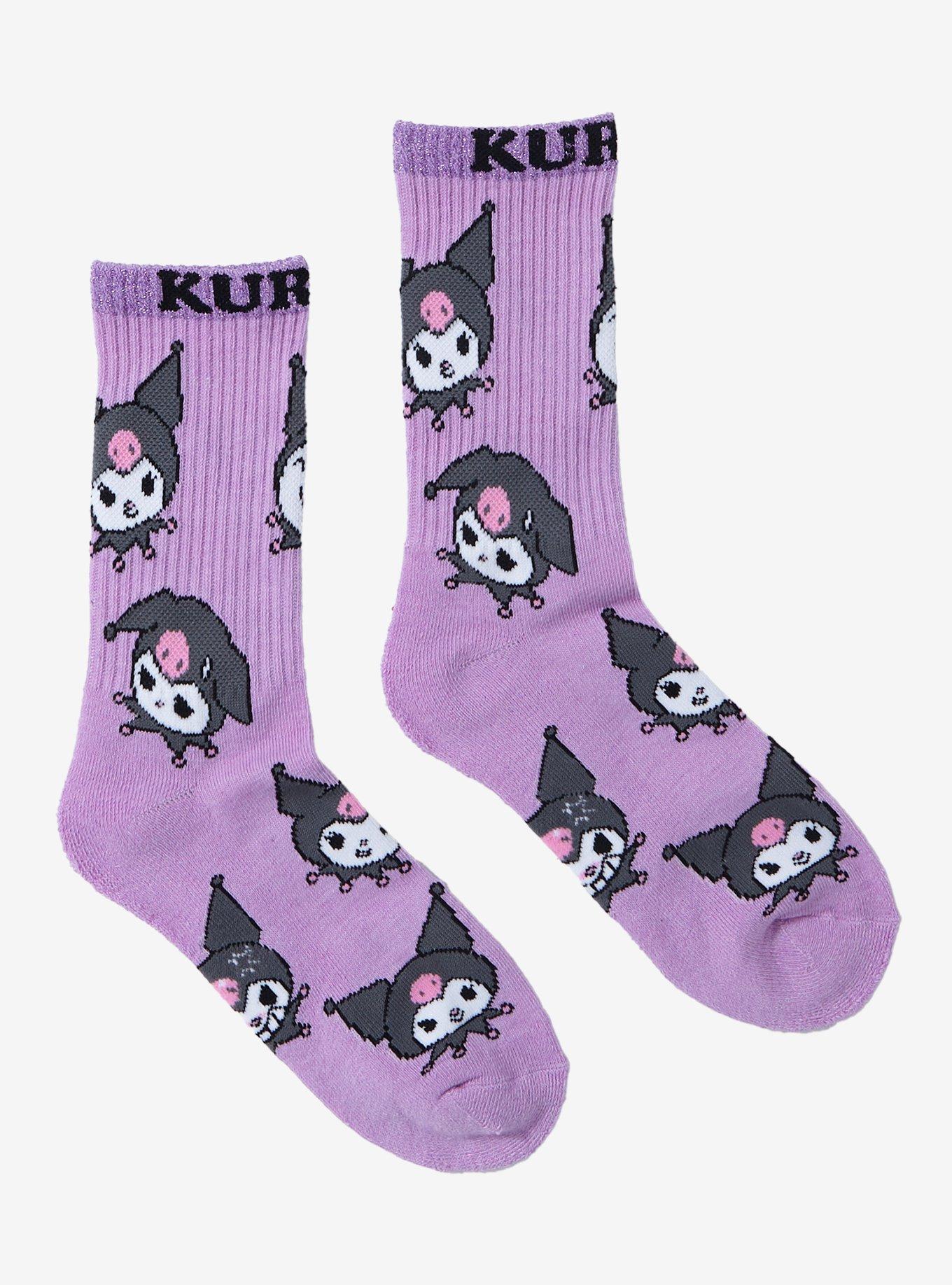 Kuromi Faces Crew Socks, , hi-res