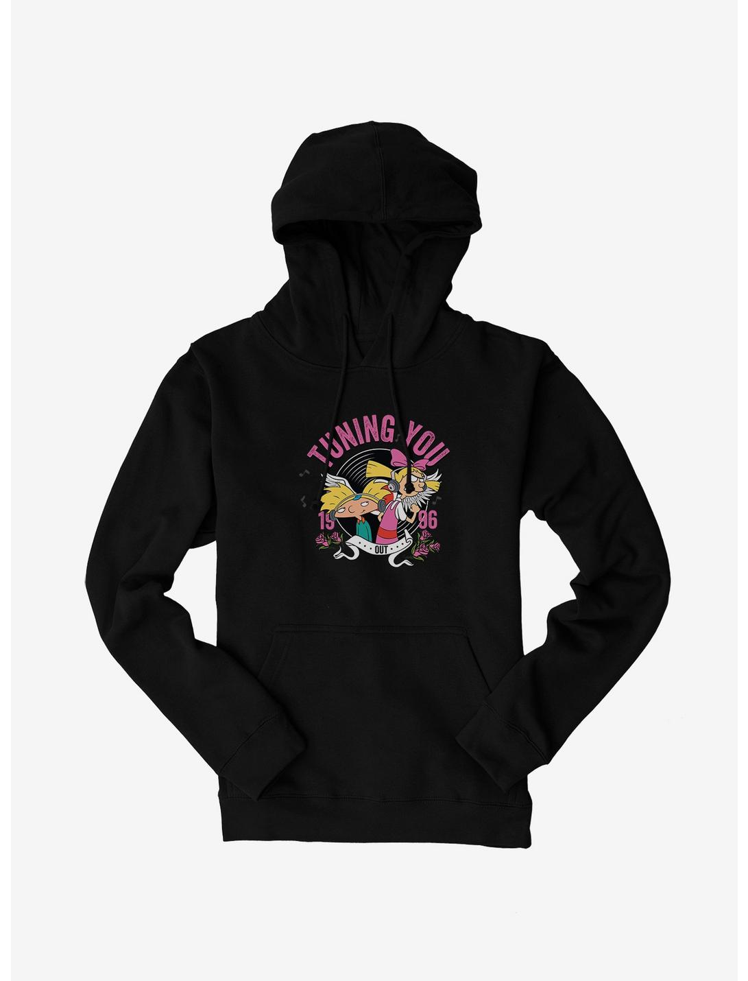 Hey Arnold! Tuning You Out 1996 Hoodie, BLACK, hi-res