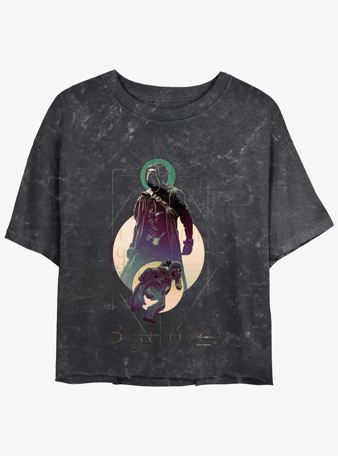 Dune: Part Two Paul Atreides Moon Portrait Mineral Wash Girls Crop T-Shirt, BLACK, hi-res