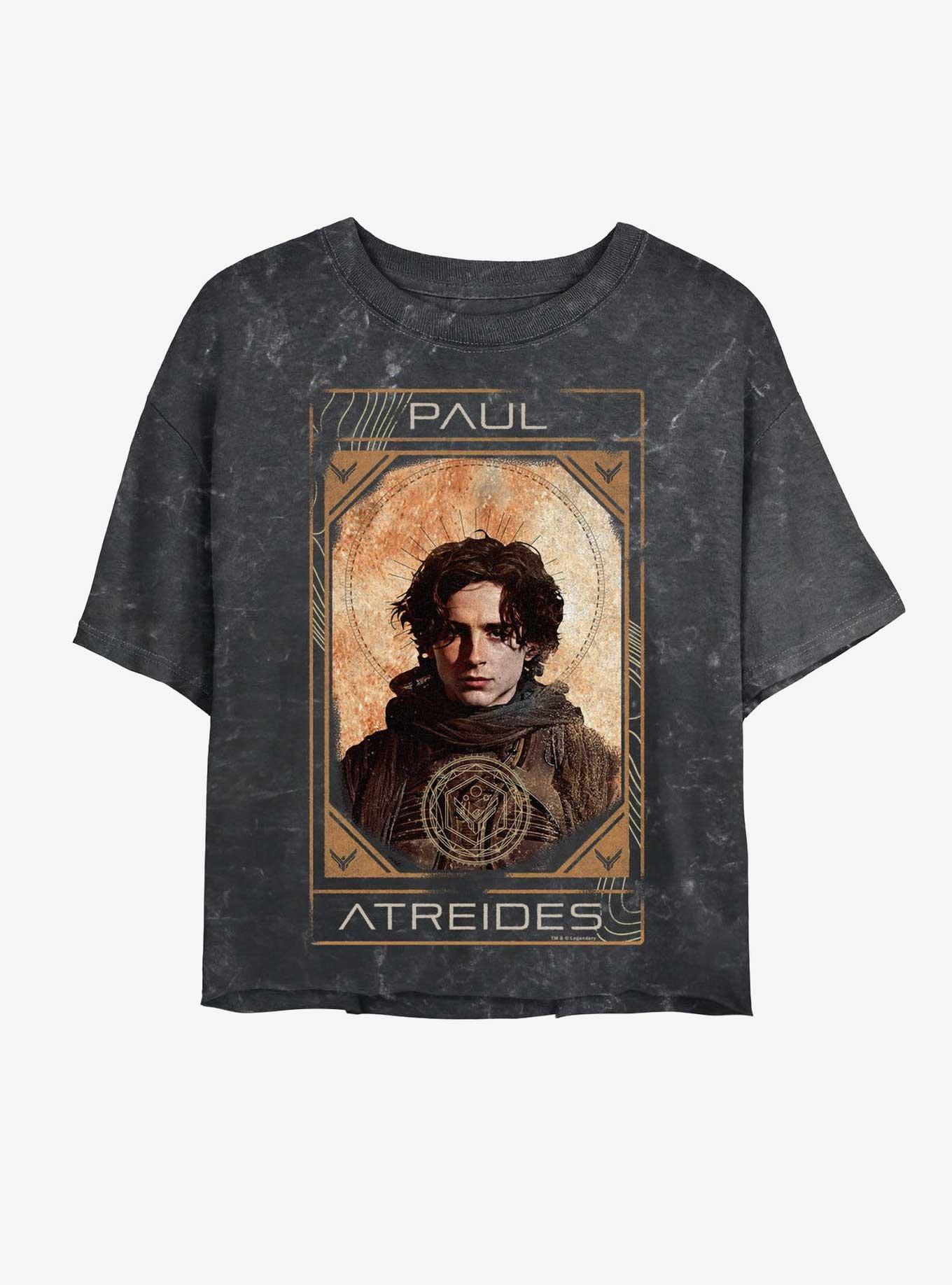 Dune: Part Two Paul Atreides Info Portrait Mineral Wash Girls Crop T-Shirt, BLACK, hi-res
