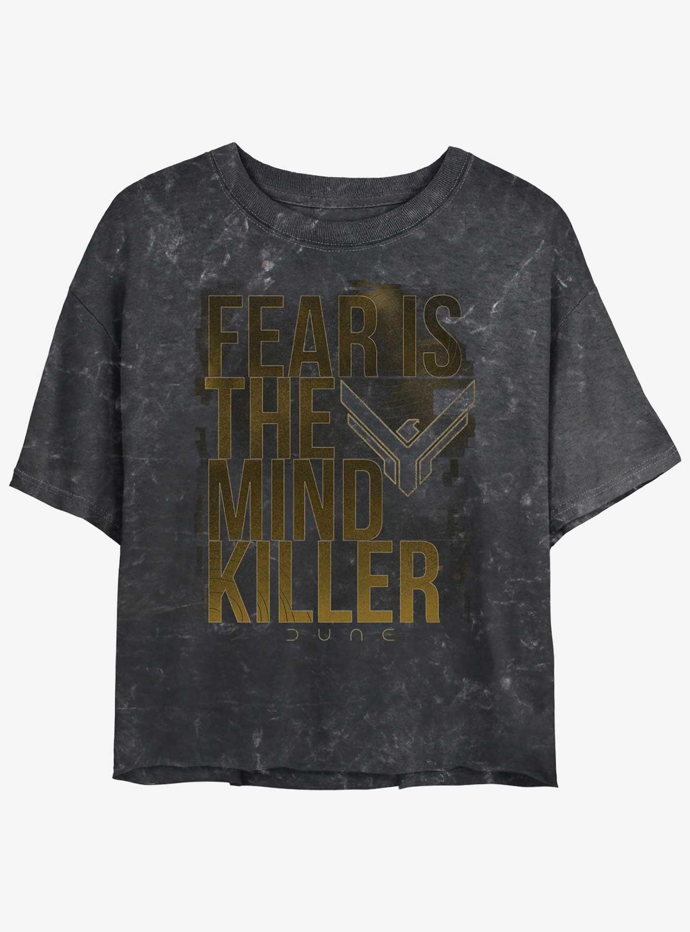 Dune: Part Two Fear Is The Mind Killer Mineral Wash Girls Crop T-Shirt, BLACK, hi-res