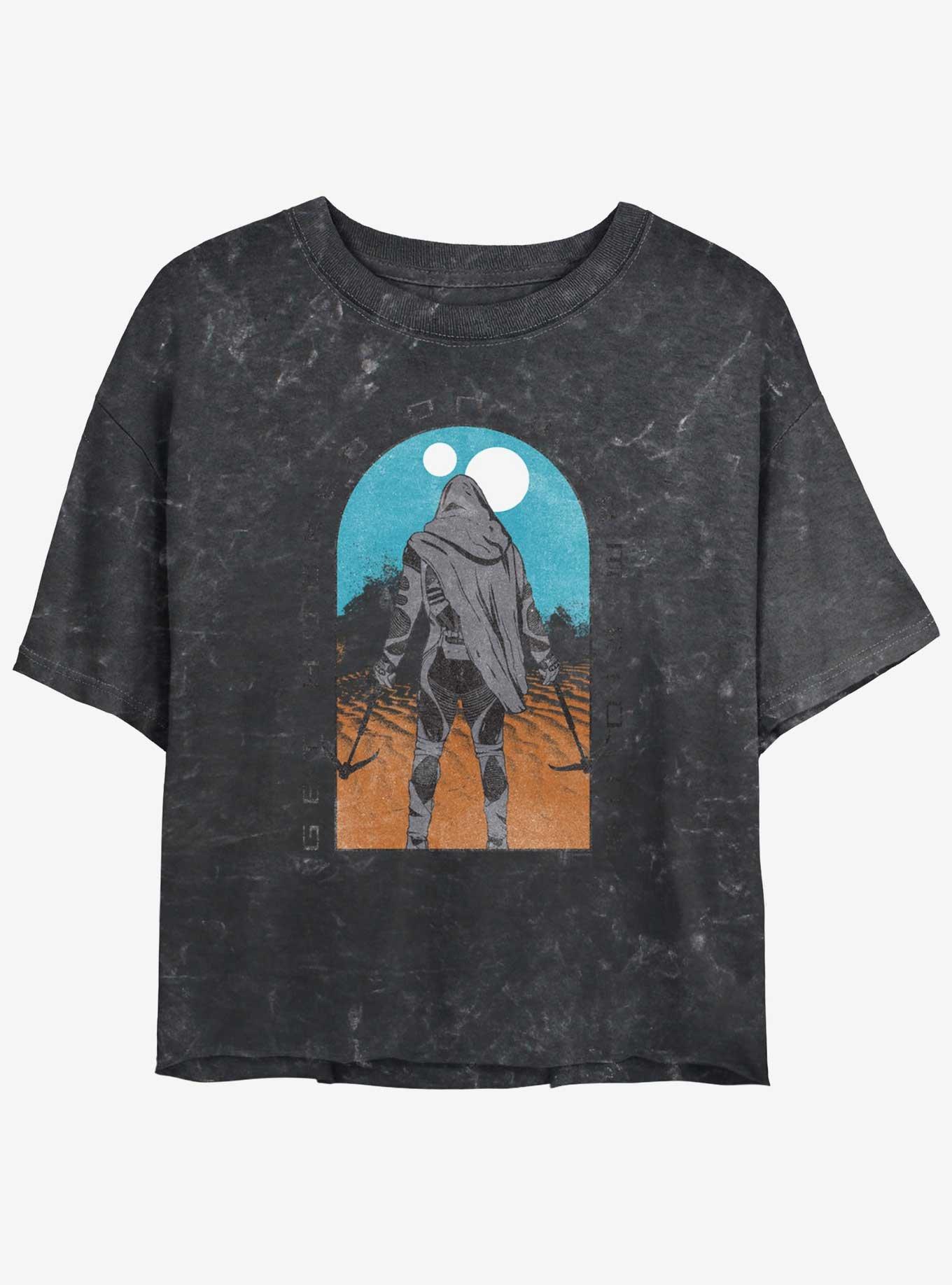 Dune: Part Two Desert Rider Tombstone Mineral Wash Girls Crop T-Shirt, BLACK, hi-res
