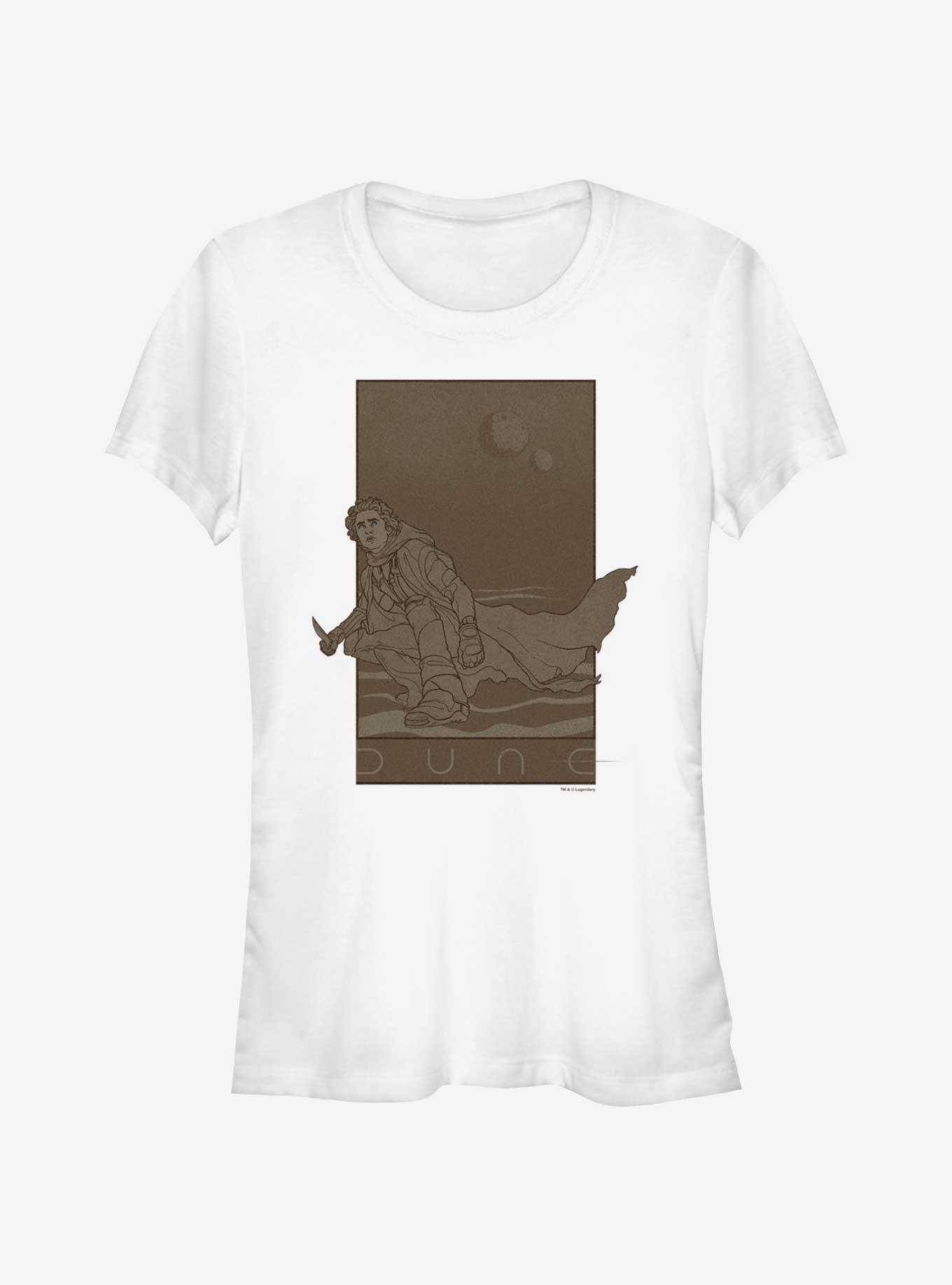 Dune: Part Two Paul Atreides Retro Illustration Girls T-Shirt, WHITE, hi-res