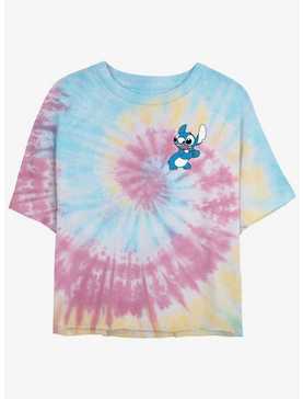 Disney Lilo & Stitch Corner Bashful Stitch Womens Crop Tie-Dye T-Shirt, , hi-res