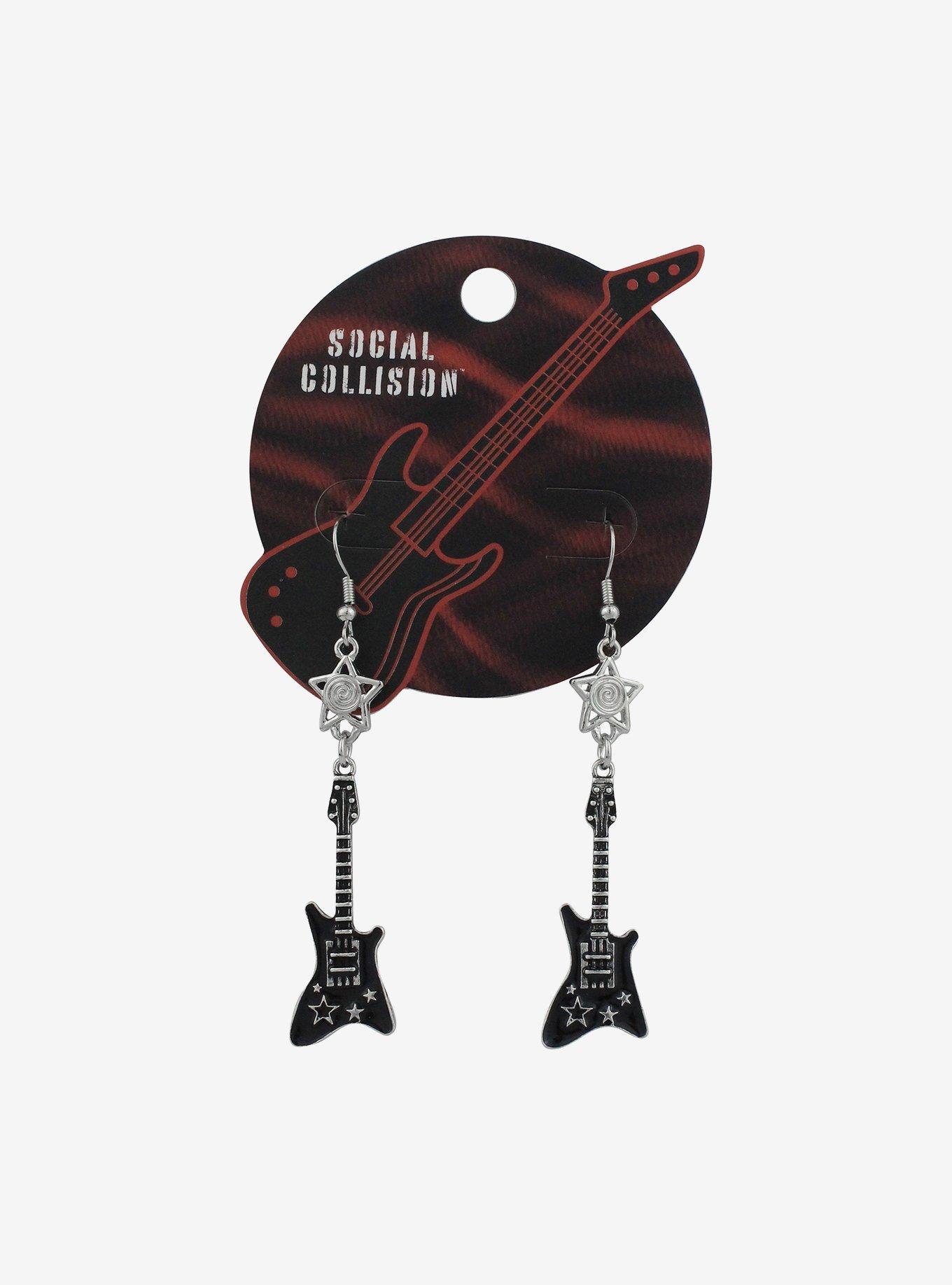 Social Collision Guitar Star Drop Earrings, , hi-res