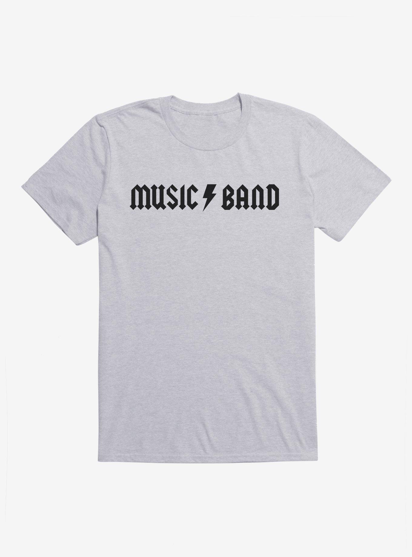 Music Band Logo T-Shirt, HEATHER GREY, hi-res
