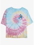 Disney Lilo & Stitch Corner Bashful Stitch Womens Crop Tie-Dye T-Shirt, BLUPNKLY, hi-res