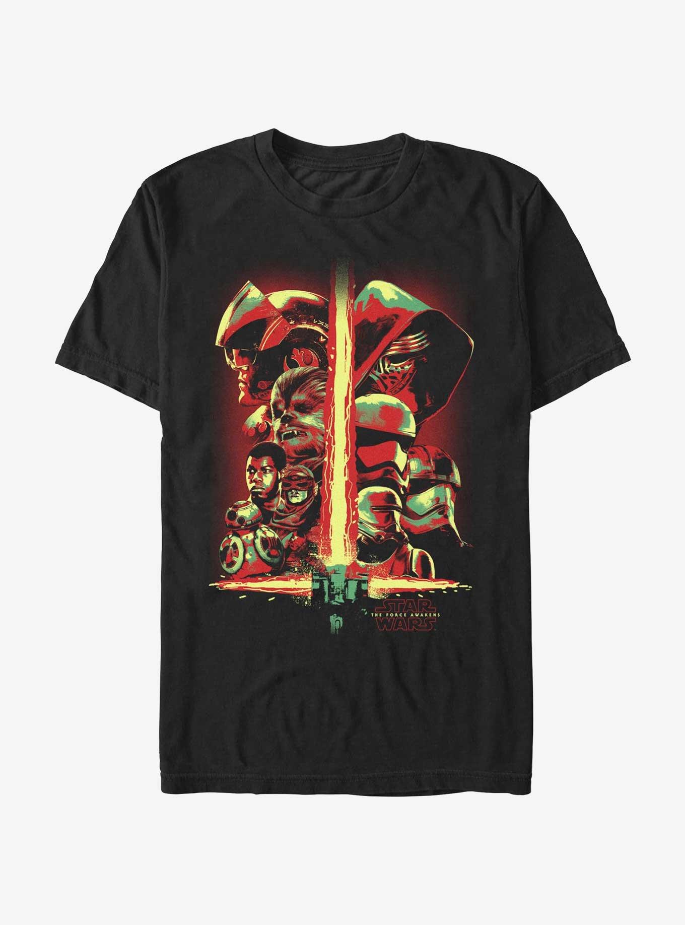 Star Wars The Force Awakens Poster Collage T-Shirt, BLACK, hi-res