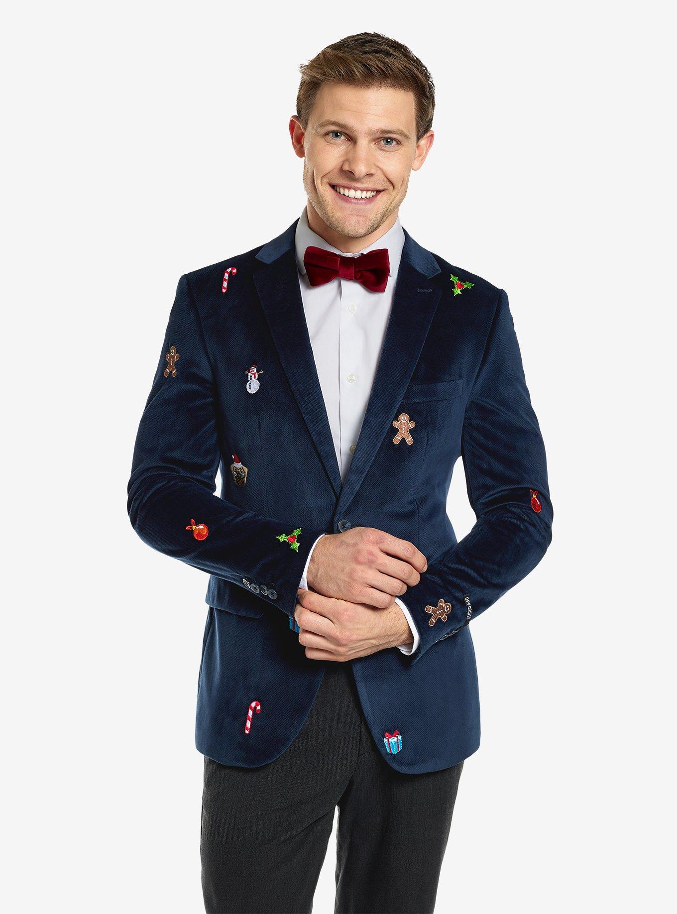 Christmas Icons Navy Blazer, , hi-res