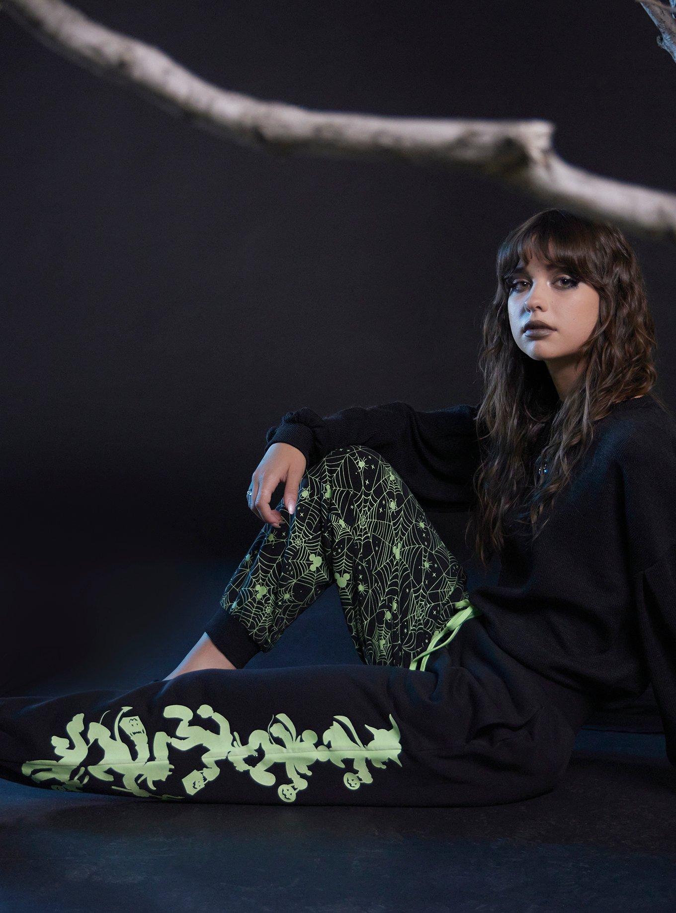 Her Universe Disney Halloween Split Glow-In-The-Dark Girls Jogger Sweatpants, BLACK, hi-res
