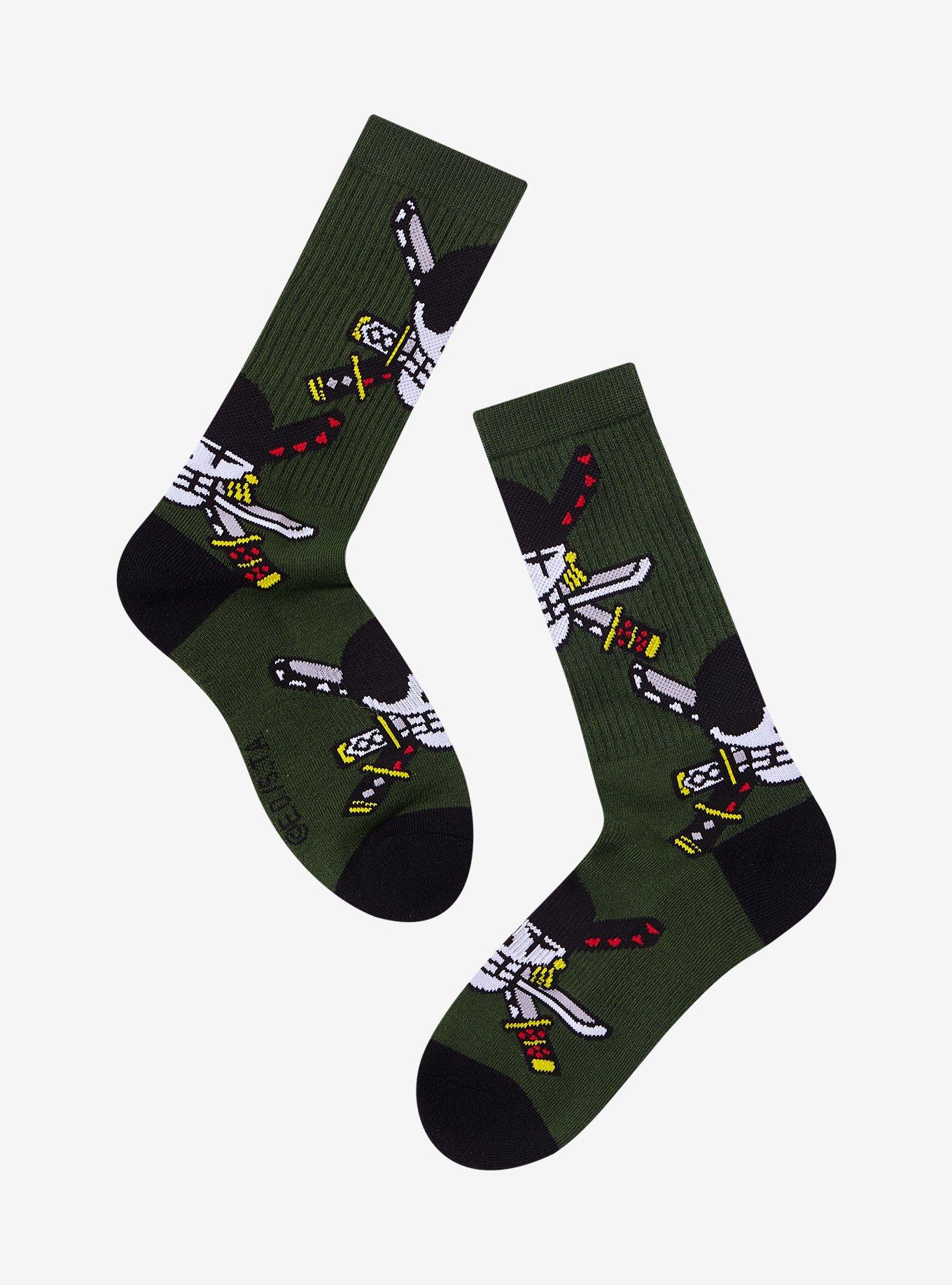 One Piece Roronoa Zoro Allover Print Crew Socks — BoxLunch Exclusive, , hi-res