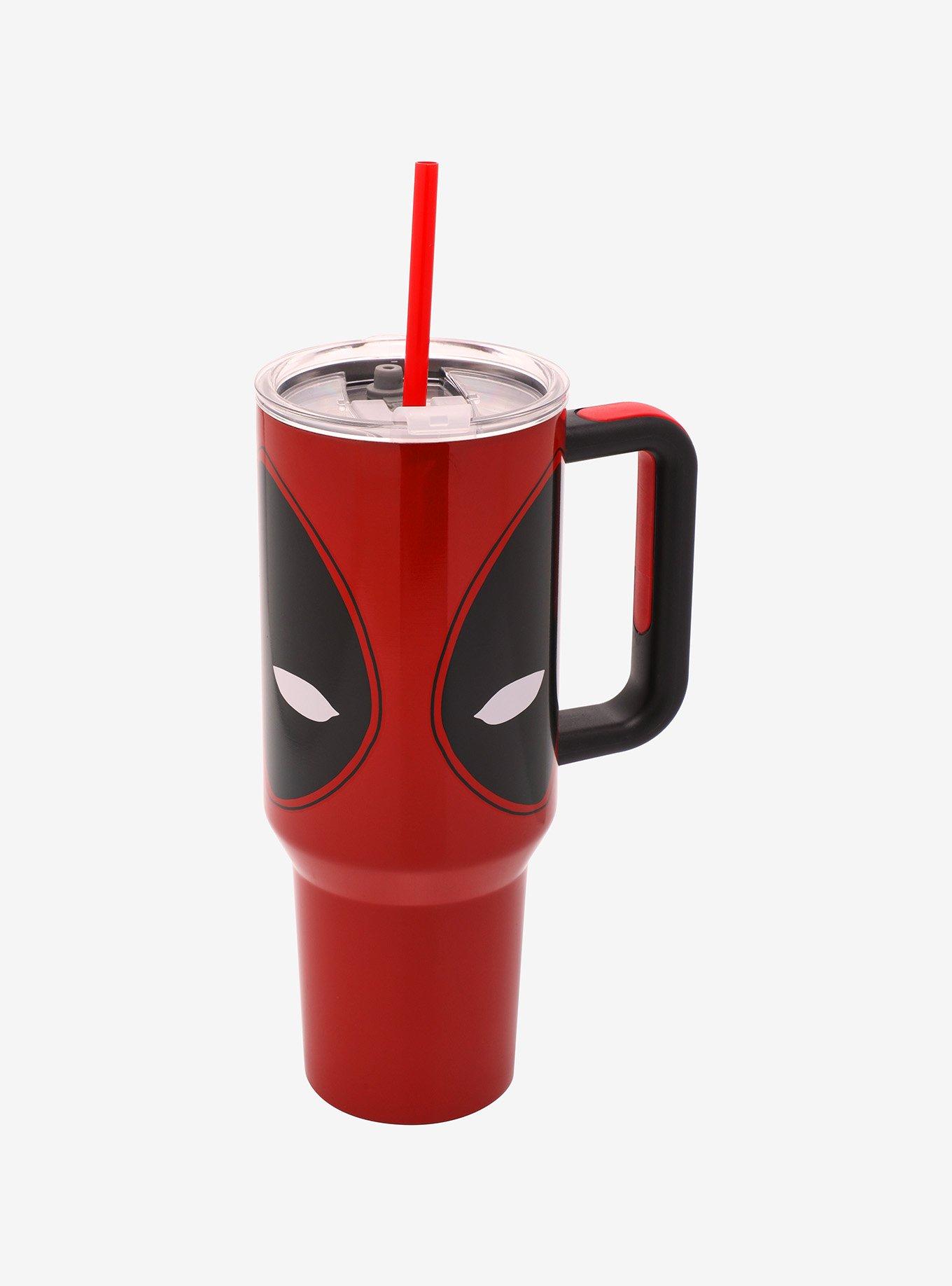 Marvel Deadpool Mask Straw Tumbler with Handle - BoxLunch Exclusive