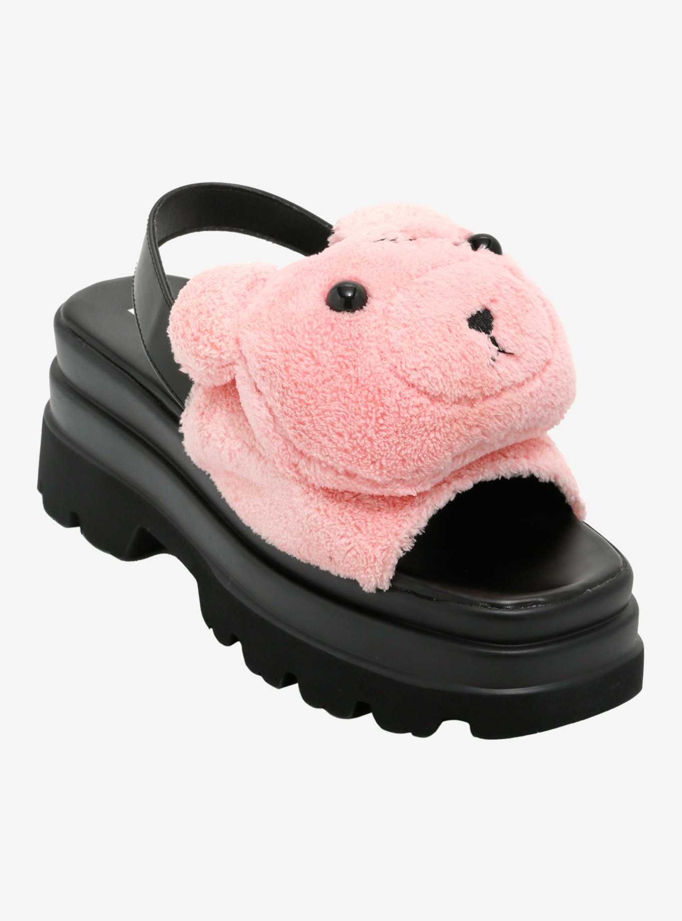 Koi Pink Bear Fuzzy Chunky Sandals, , hi-res