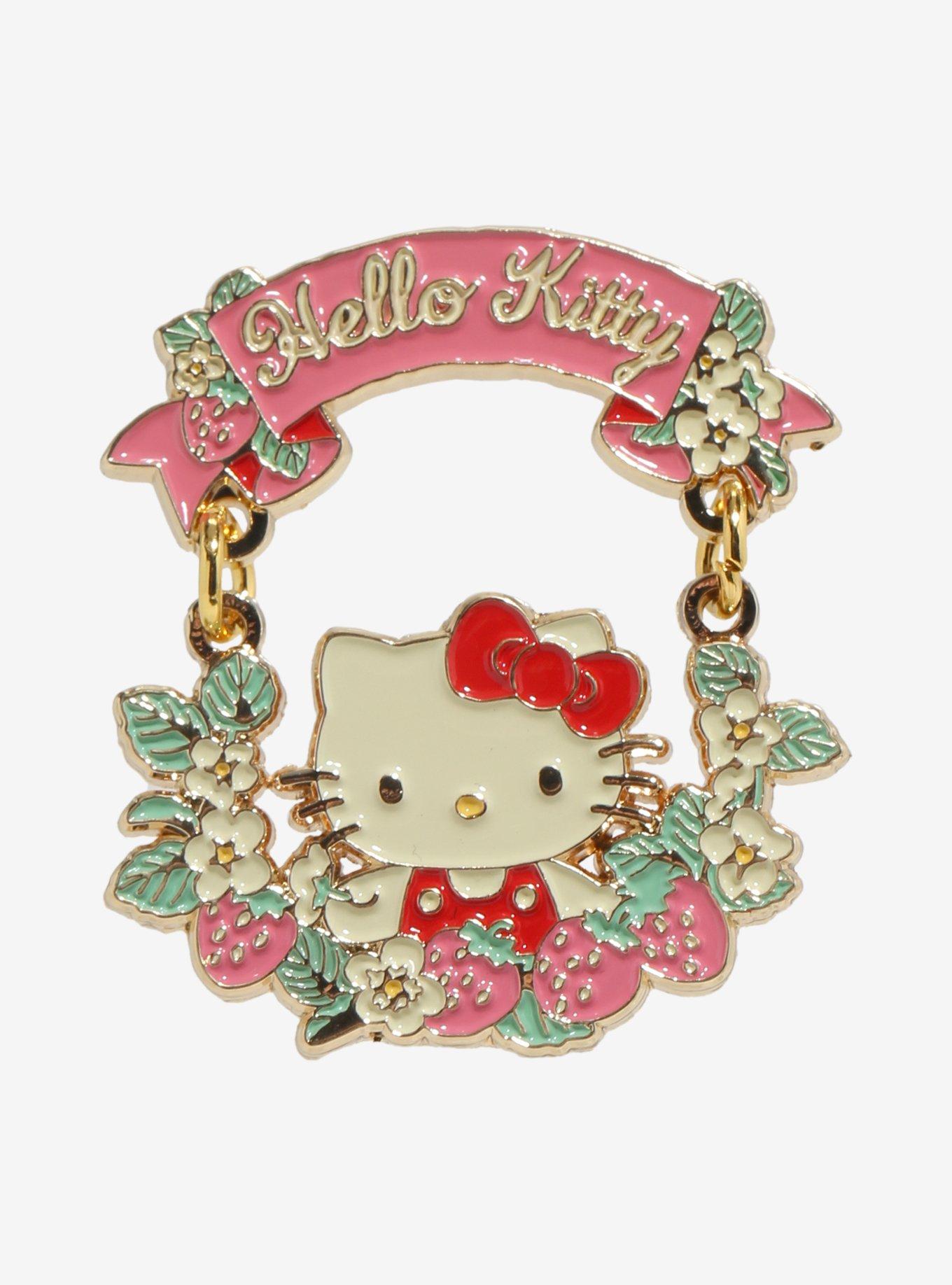 Sanrio Hello Kitty Floral Swinging Enamel Pin - BoxLunch Exclusive, , hi-res