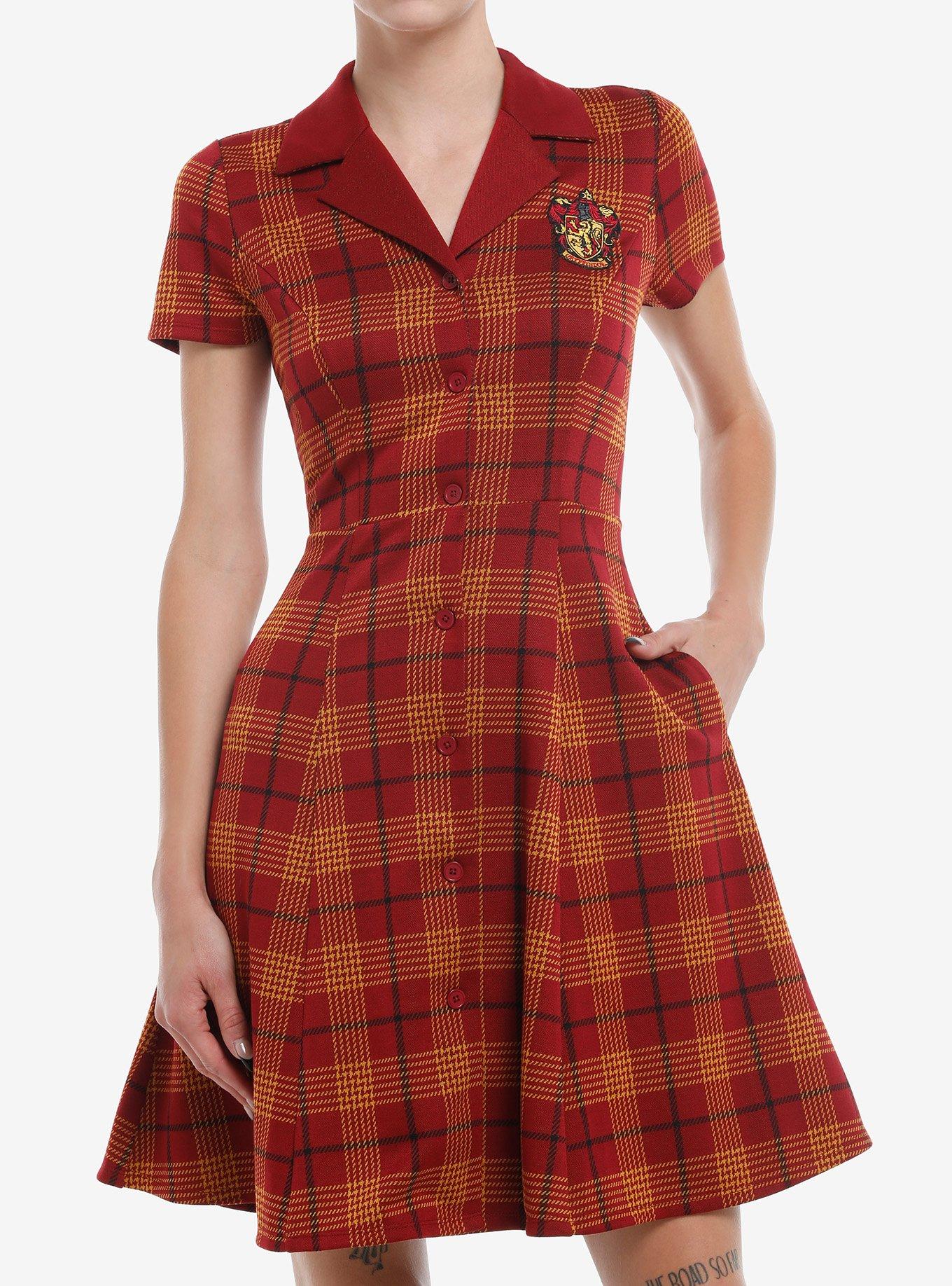 Her Universe Harry Potter Gryffindor House Plaid Dress, PLAID - RED, hi-res