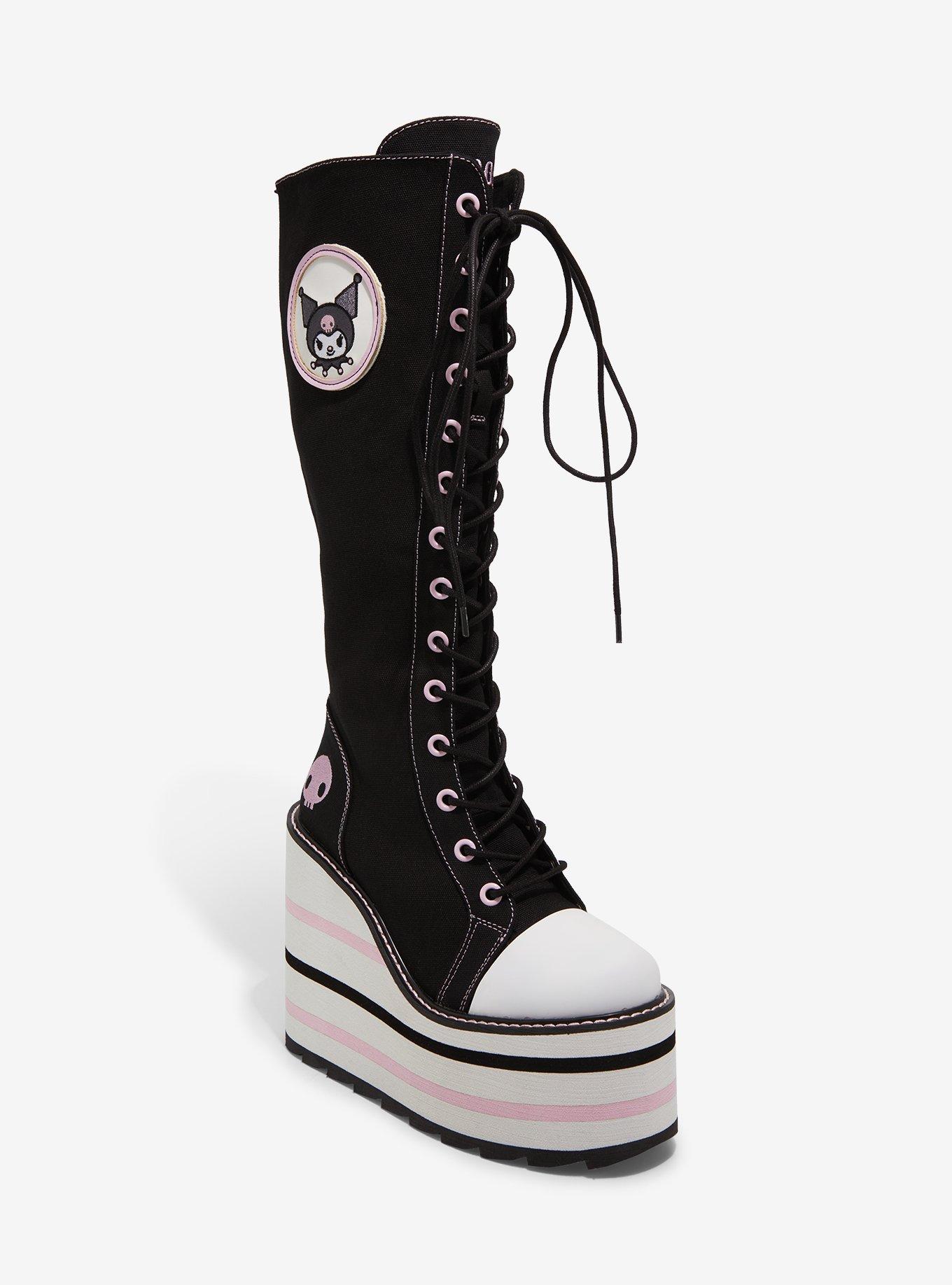 Kuromi X YRU Black & Purple Detention Platform Boots, MULTI, hi-res