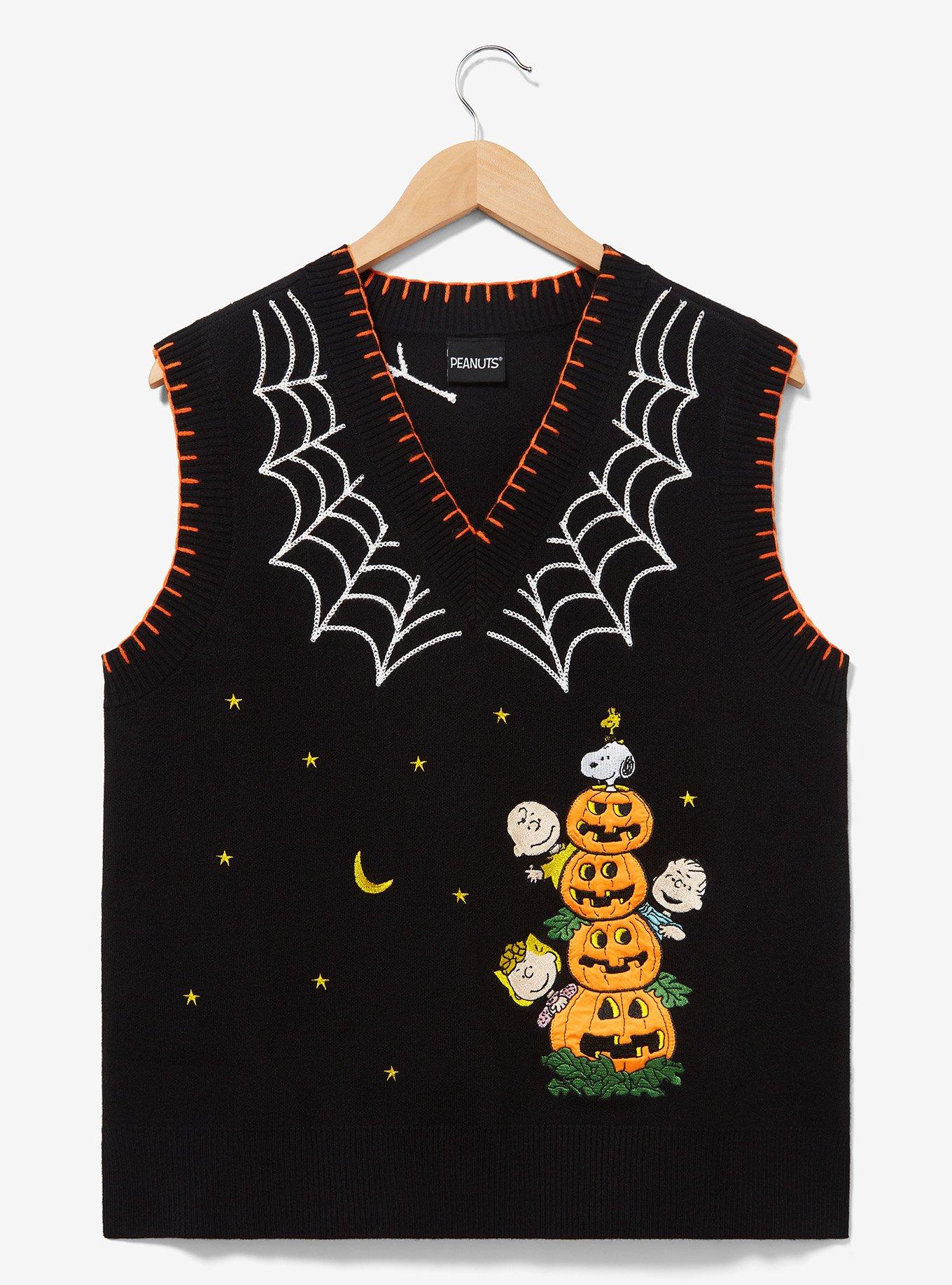 Peanuts Charlie Brown and Friends Great Pumpkin Women's Vest — BoxLunch Exclusive, BLACK, hi-res