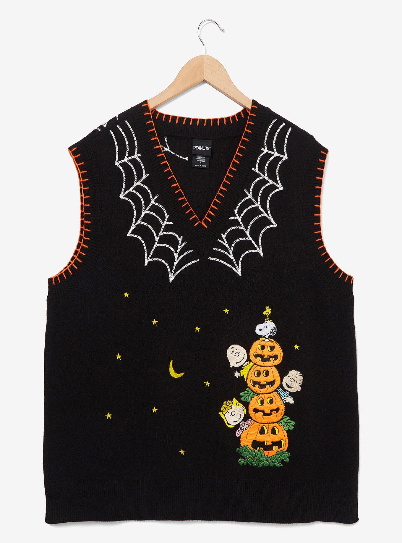 Peanuts Halloween Icons Women's Plus Size Sweater Vest - BoxLunch Exclusive, BLACK, hi-res