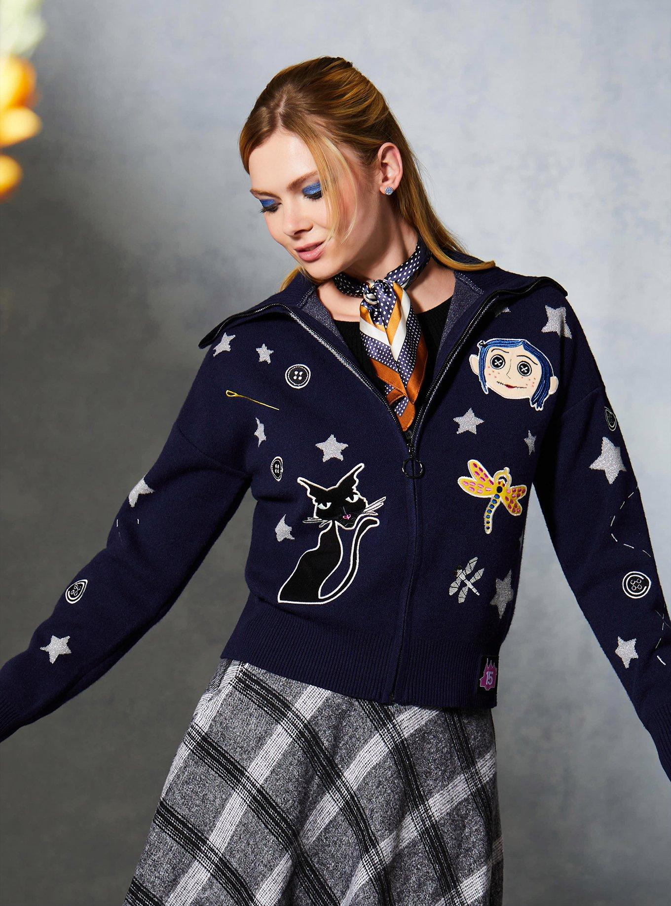 Coraline Icons Women's Zippered Sweater - BoxLunch Exclusive