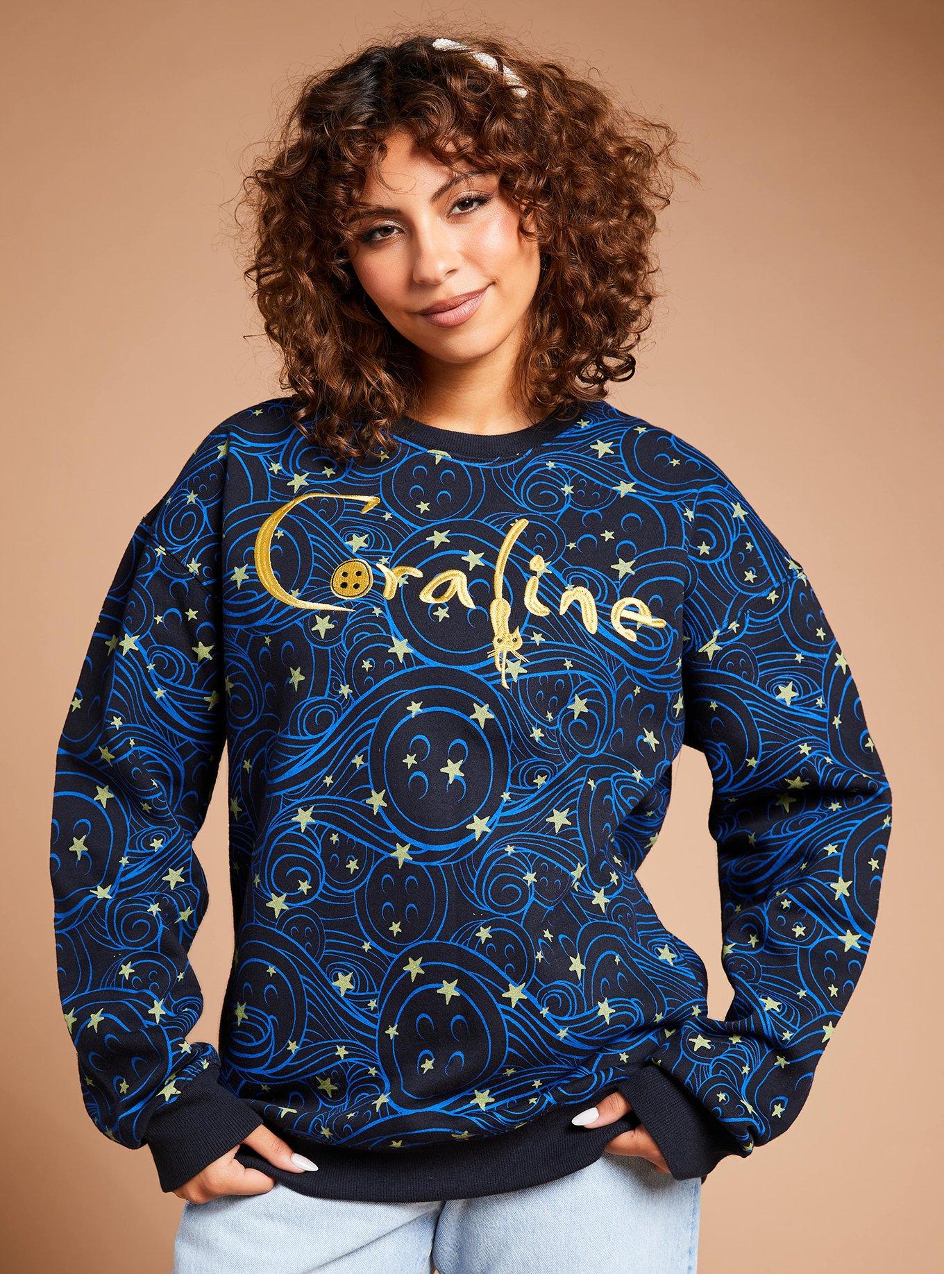 Coraline Stars and Buttons Allover Print Crewneck — BoxLunch Exclusive, , hi-res