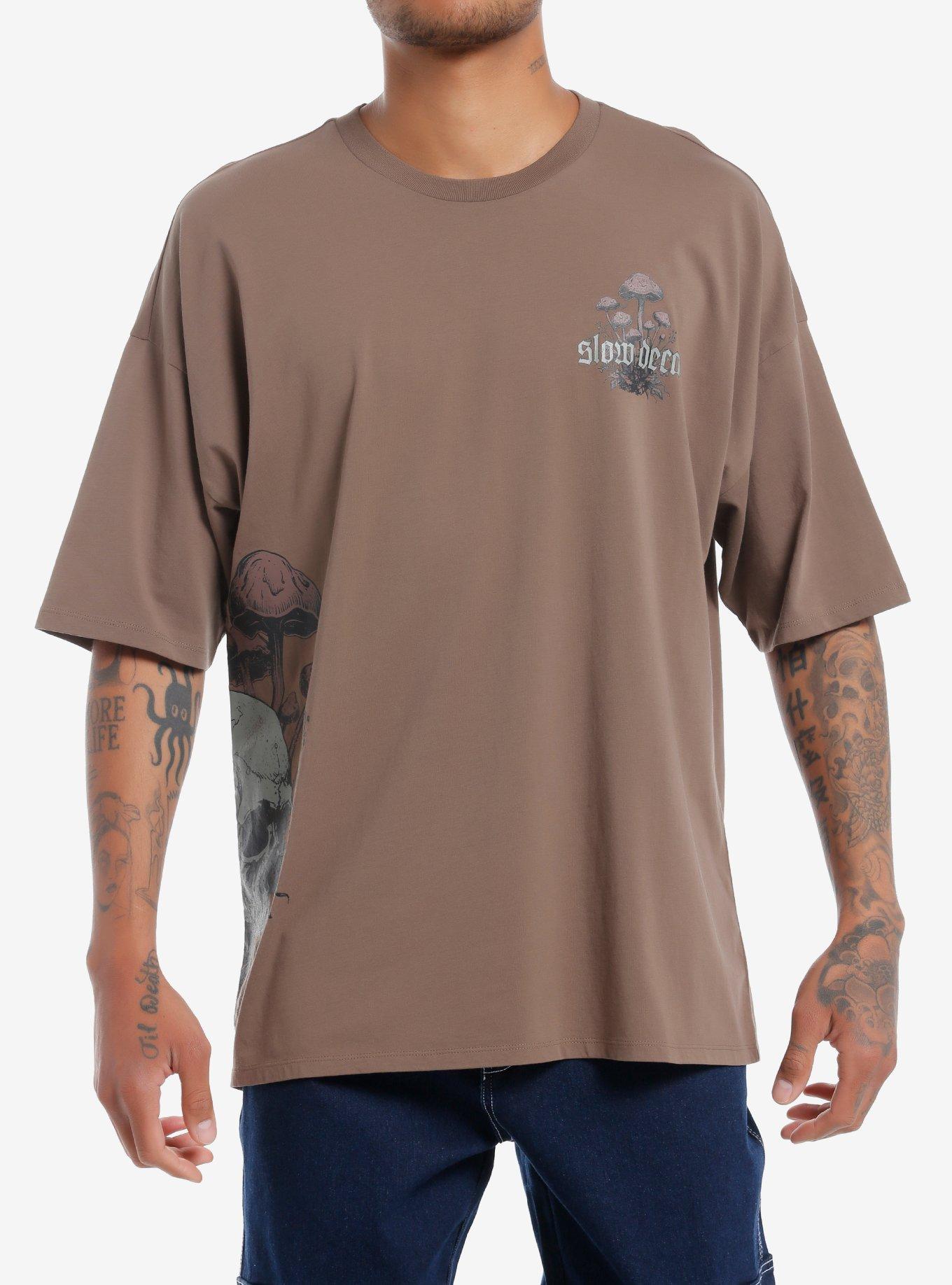 Thorn & Fable Skull Mushroom Oversized T-Shirt, BROWN, hi-res